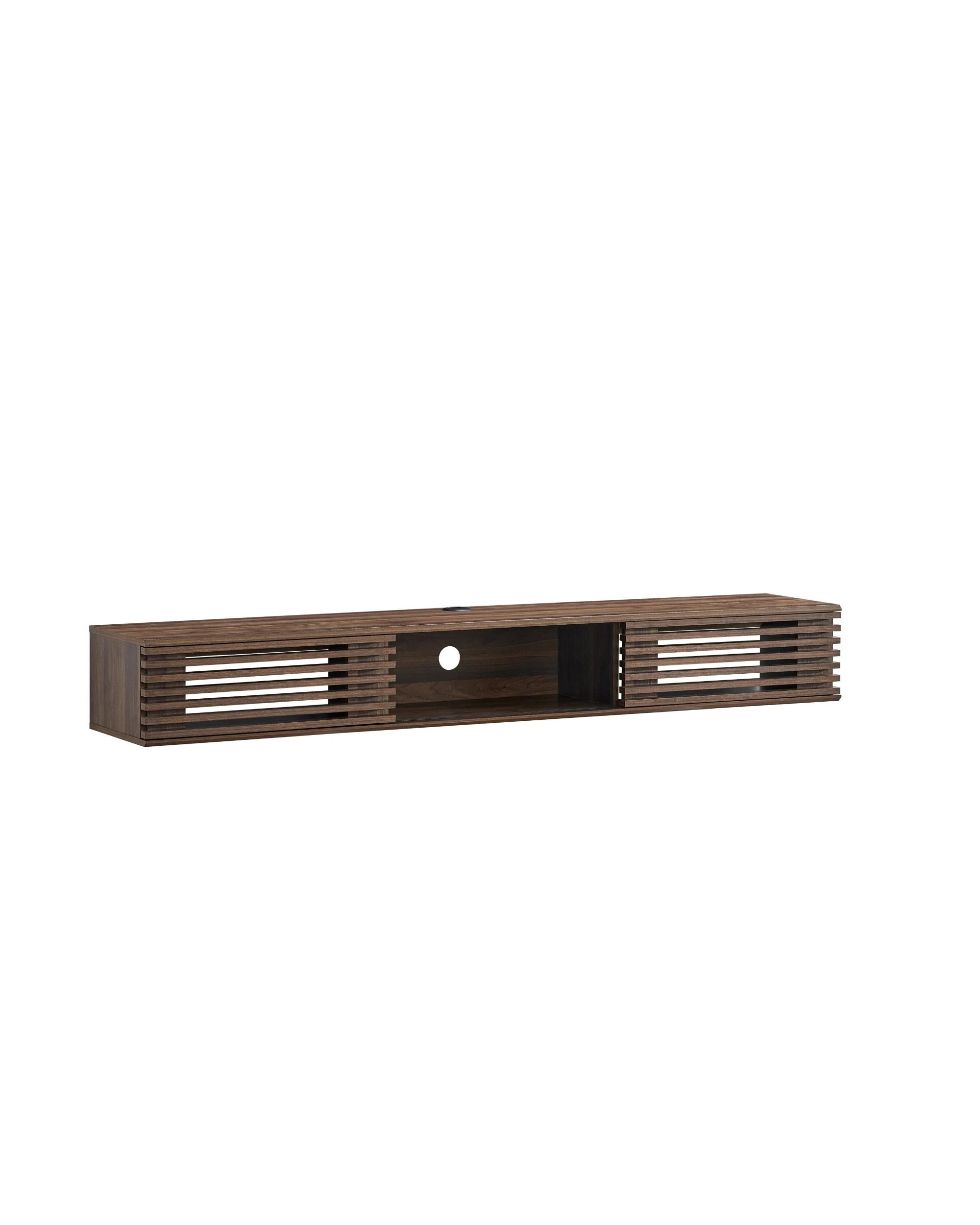 1 Kodu Wall Mount Entertainment TV Unit Floating 2 Doors 180cm Walnut - Brown, 1 of 3