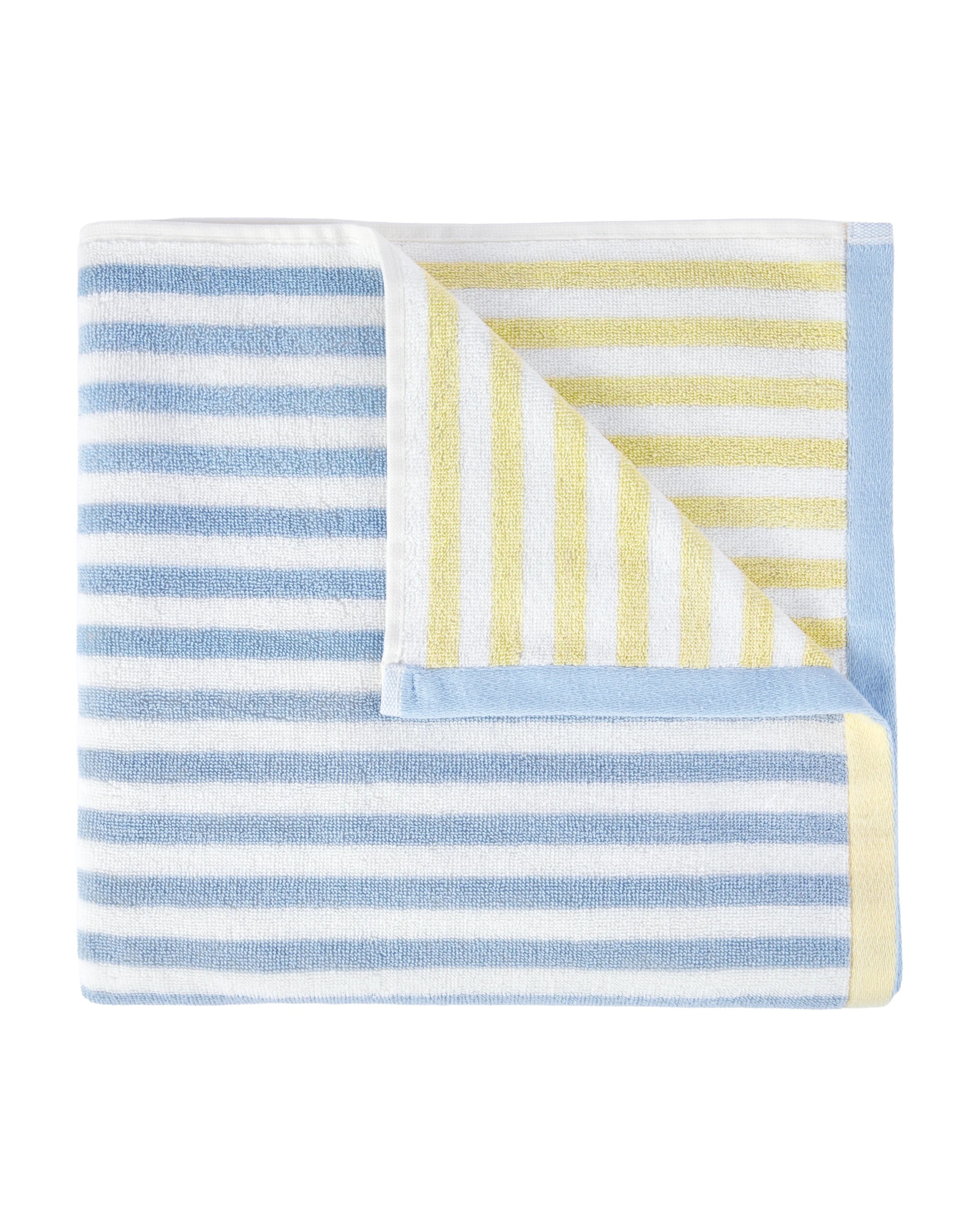 1 Reversible Stripe Cotton Bath Towel - Blue and Yellow, 1 of 5