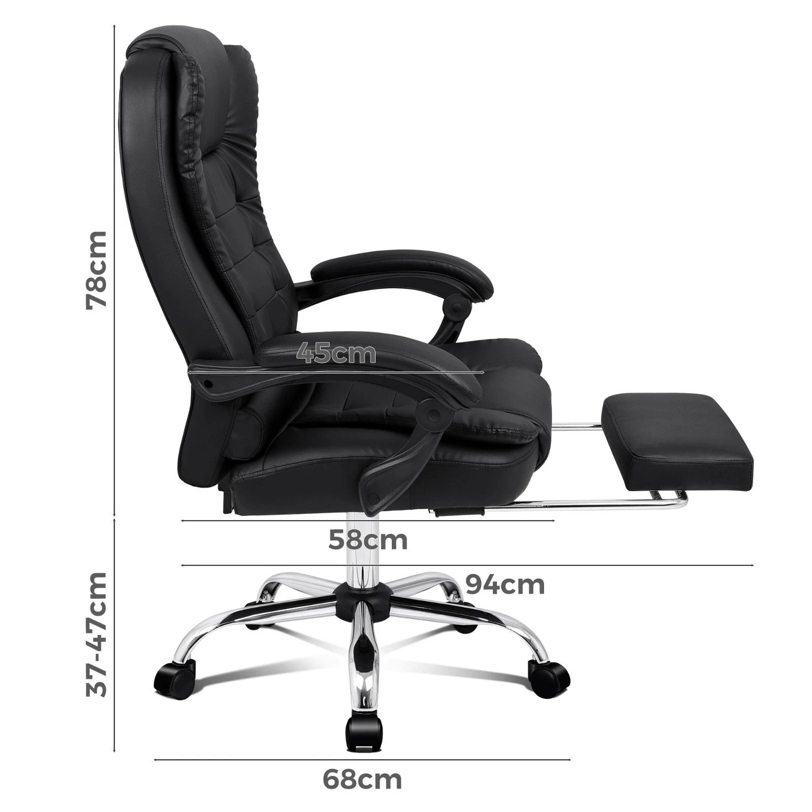 4 Alfordson Massage Office Chair Heated Seat Executive Gaming Racer PU Leather - Black, 4 of 10