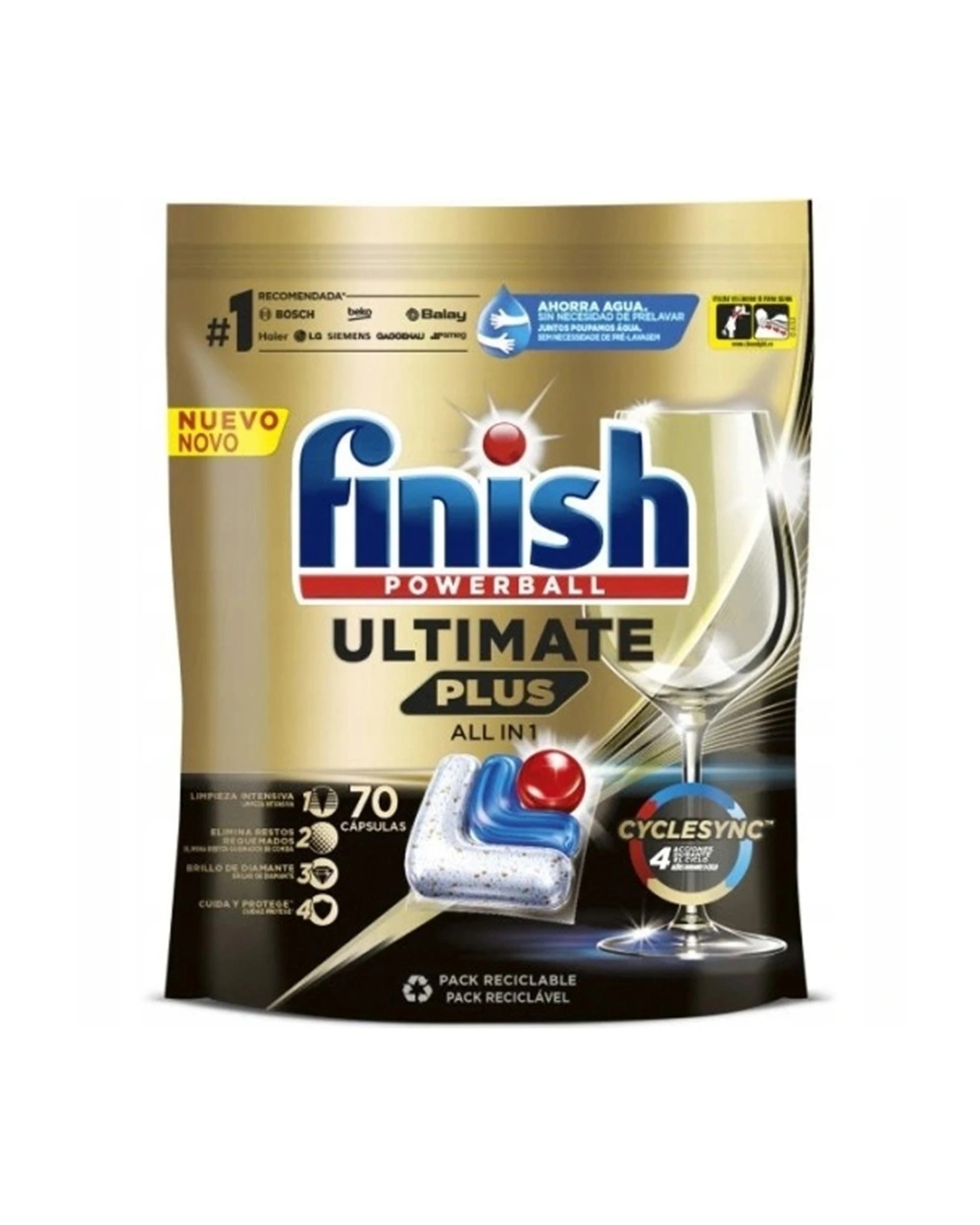 3 Finish Ultimate Plus Dishwashing Cleaning Tablets 5 X 70pc All In 1 Glass Care, 3 of 3