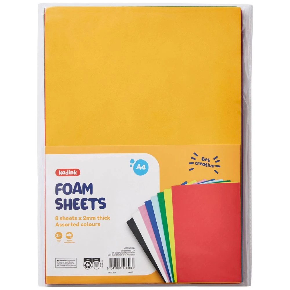 1 Kadink A4 Foam Sheets Assorted 8 Pack, 1 of 3
