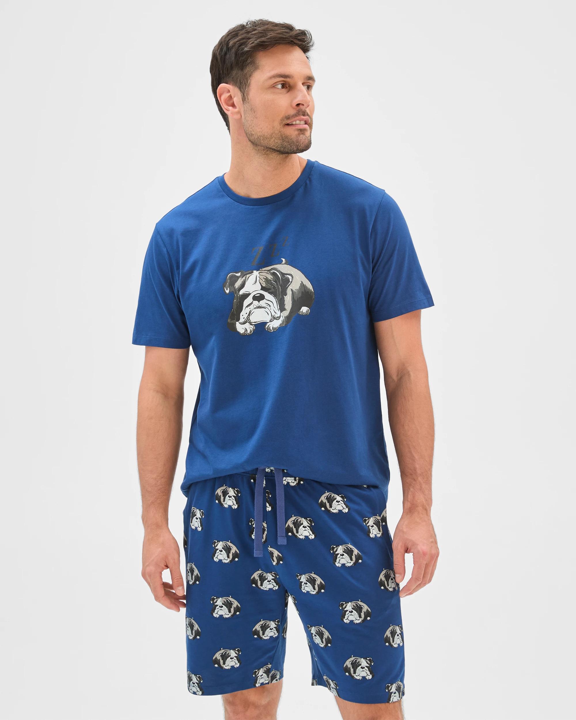 3 Maxx Australian Cotton Knit Jersey Sleep Shorts BLUE BULLDOG, 3 of 6