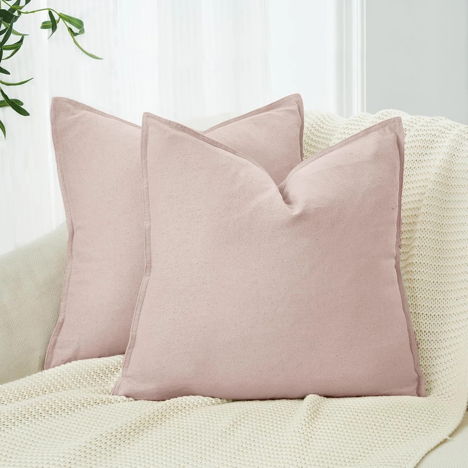 1 Gioia Casa 2-Pack Linen-Cotton Blend Cushion Covers 45x45cm - Pink, 1 of 4
