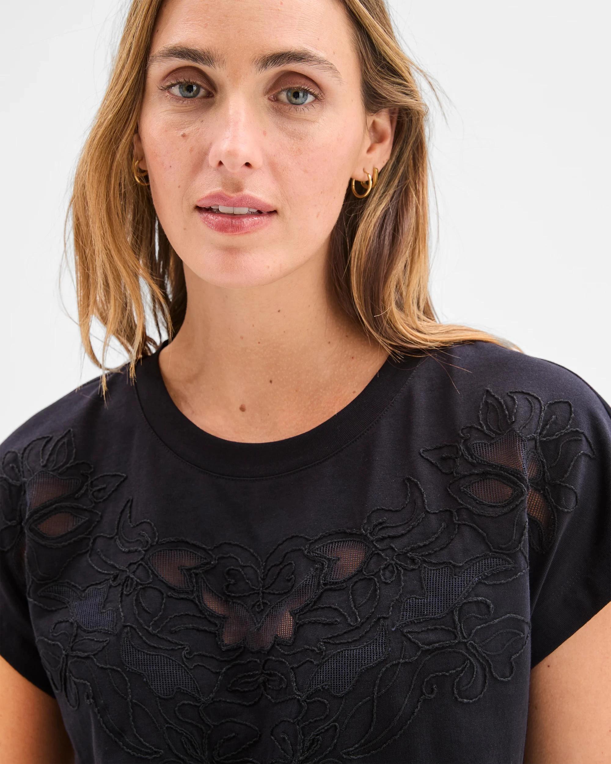 3 Target Australian Cotton Embroidery T-Shirt BLACK, 3 of 5