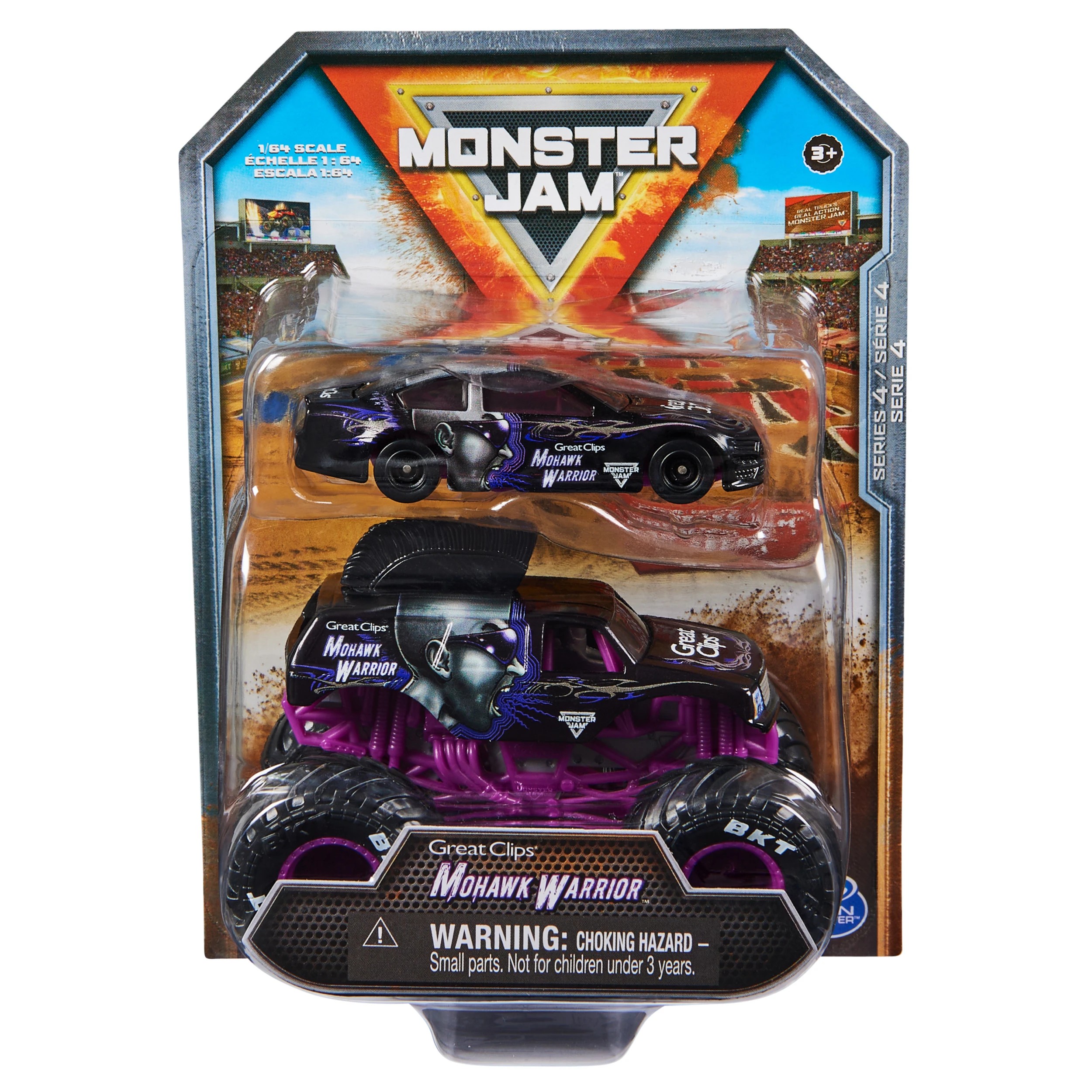 4 Monster Jam 1:64 Scale Truck and Race Car Set - Assorted, 4 of 7