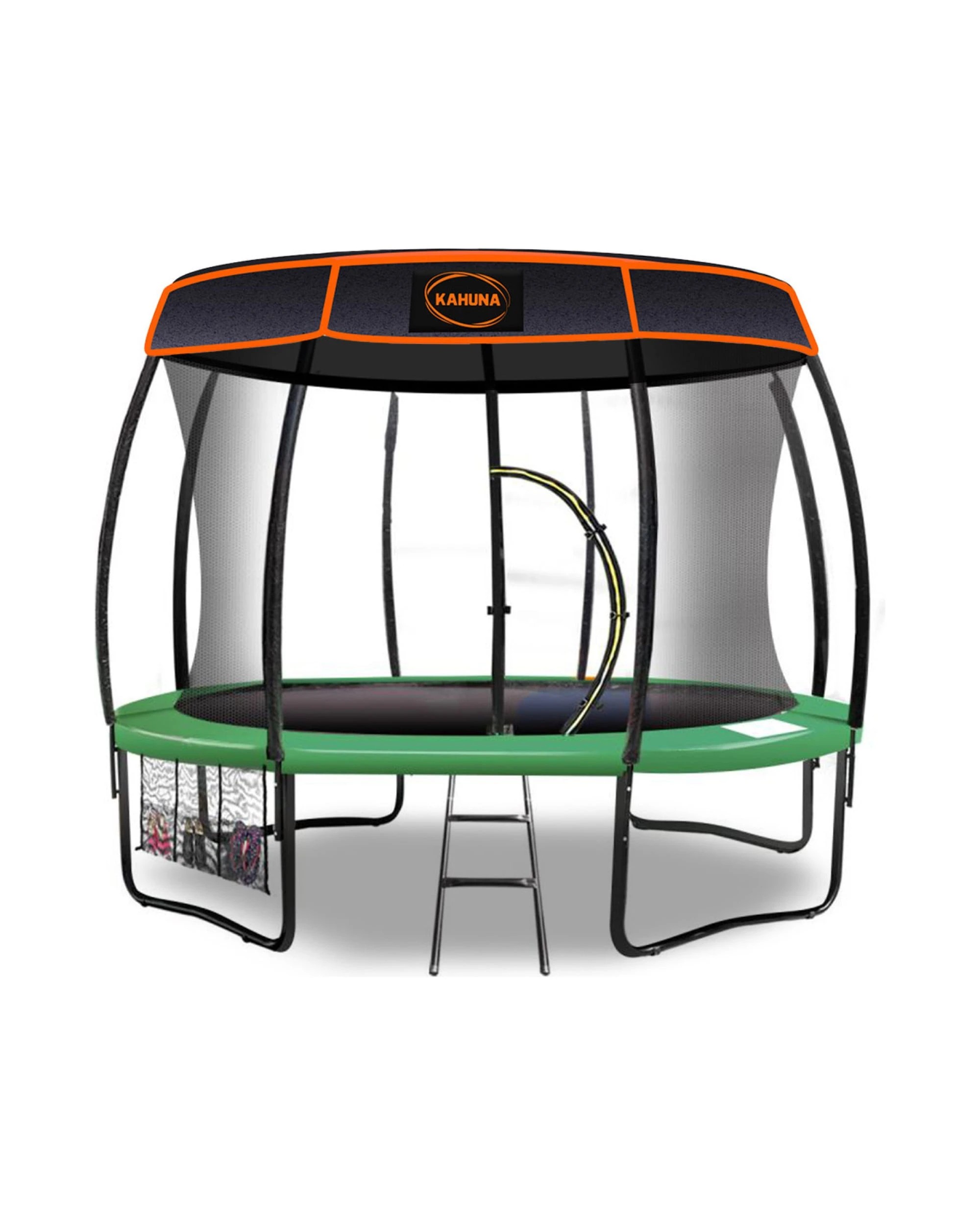 1 Kahuna 12ft Trampoline with Roof in Green, 1 of 5