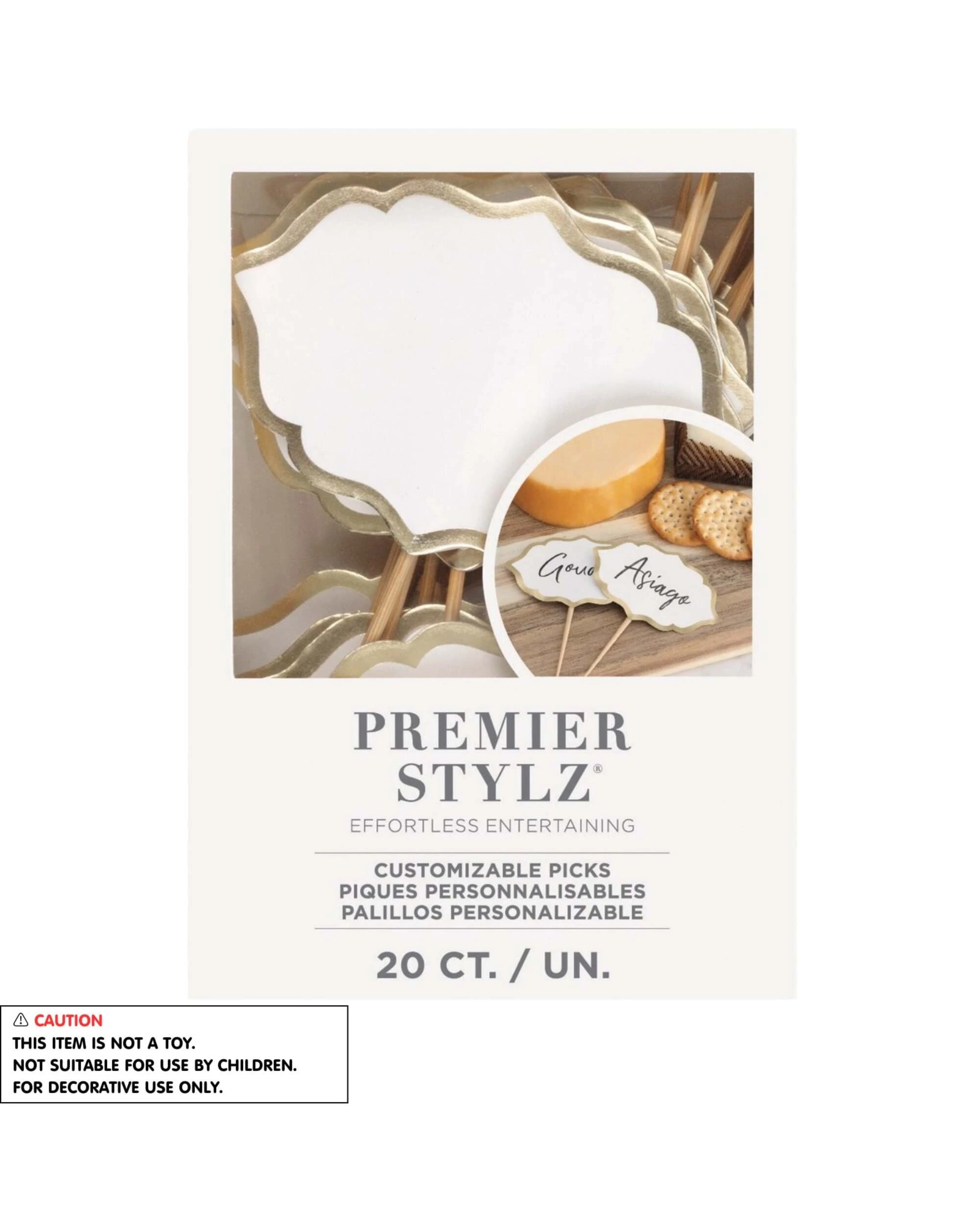2 Unique Charcuterie Picks With Foil Trim Pack of 20 - Gold, 2 of 2