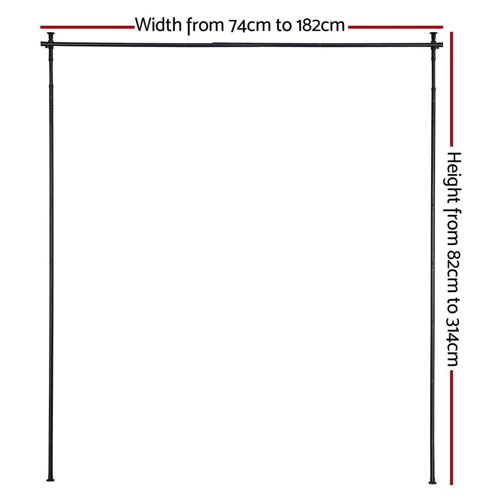 2 Artiss Room Divider Curtain Rod Extendable - Black, 2 of 7