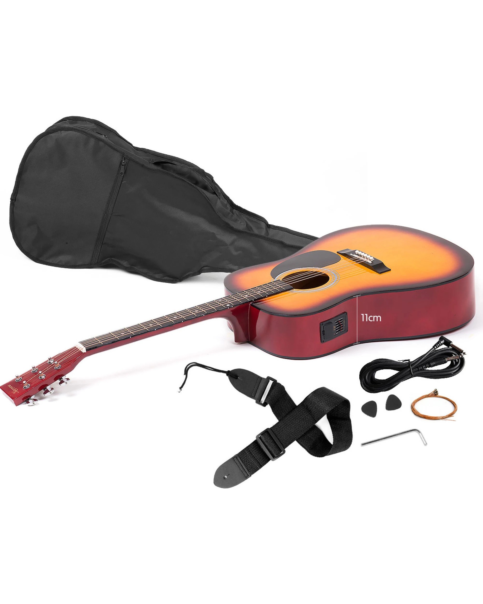 4 Karrera 41in Acoustic Guitar with EQ Band in Sunburst, 4 of 6