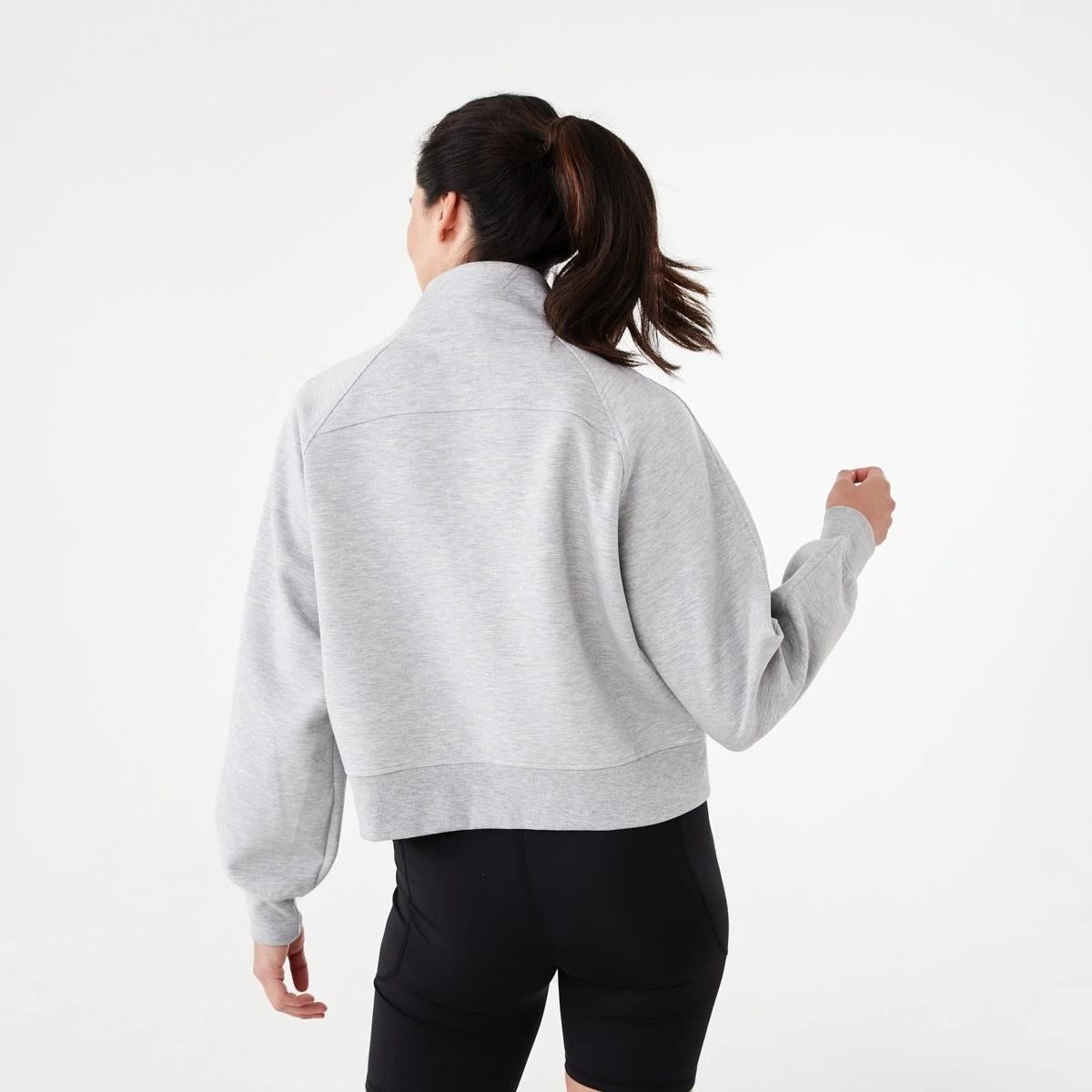 3 Active Womens Half Zip Long Sleeve Sweatshirt Grey Marle, 3 of 6