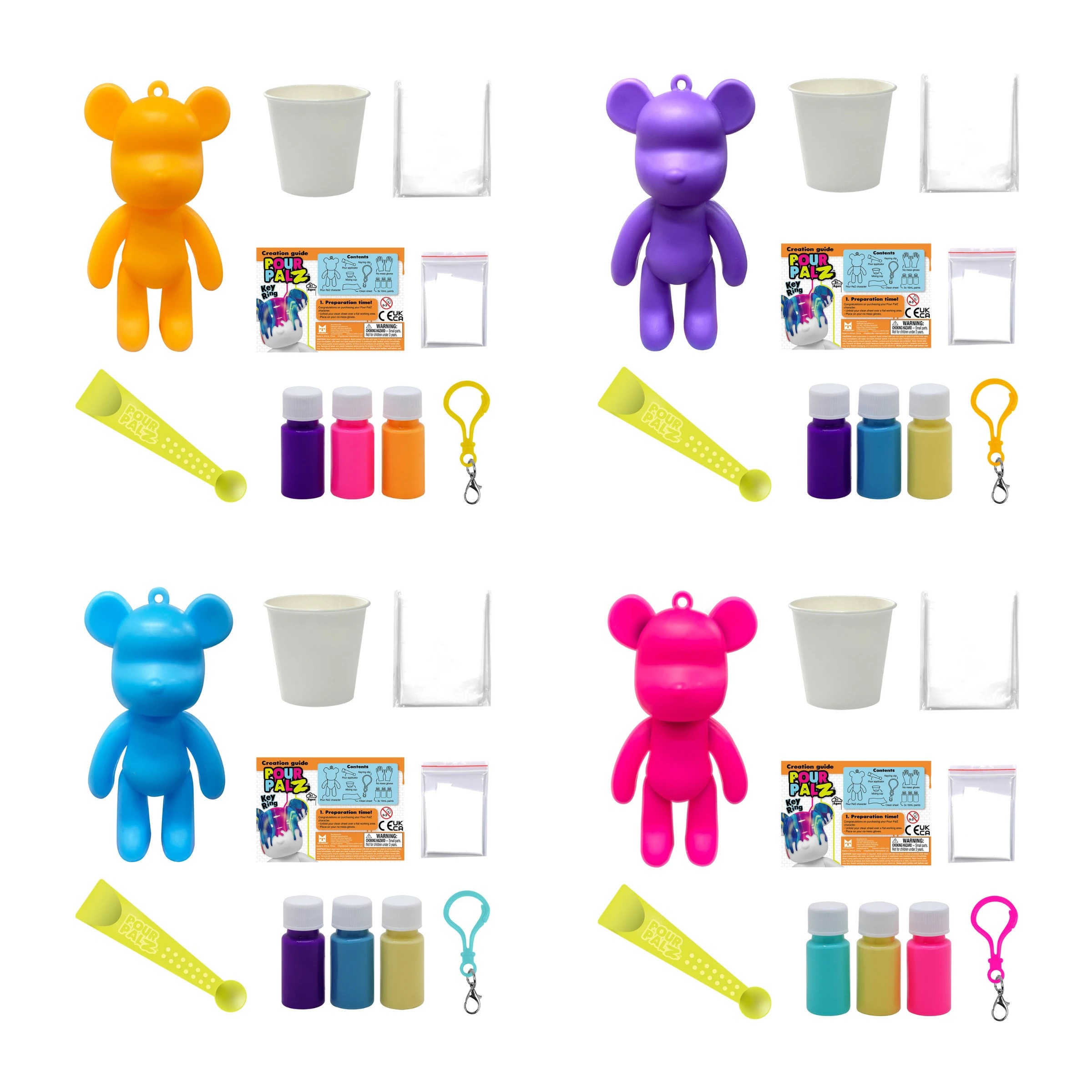 4 Pour PalZ Mini Bear Keyring - Assorted, 4 of 10