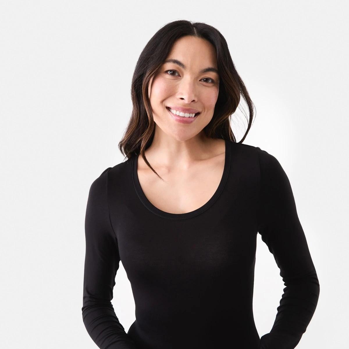 5 Bamboo Thermal Long Sleeves Top Black, 5 of 6