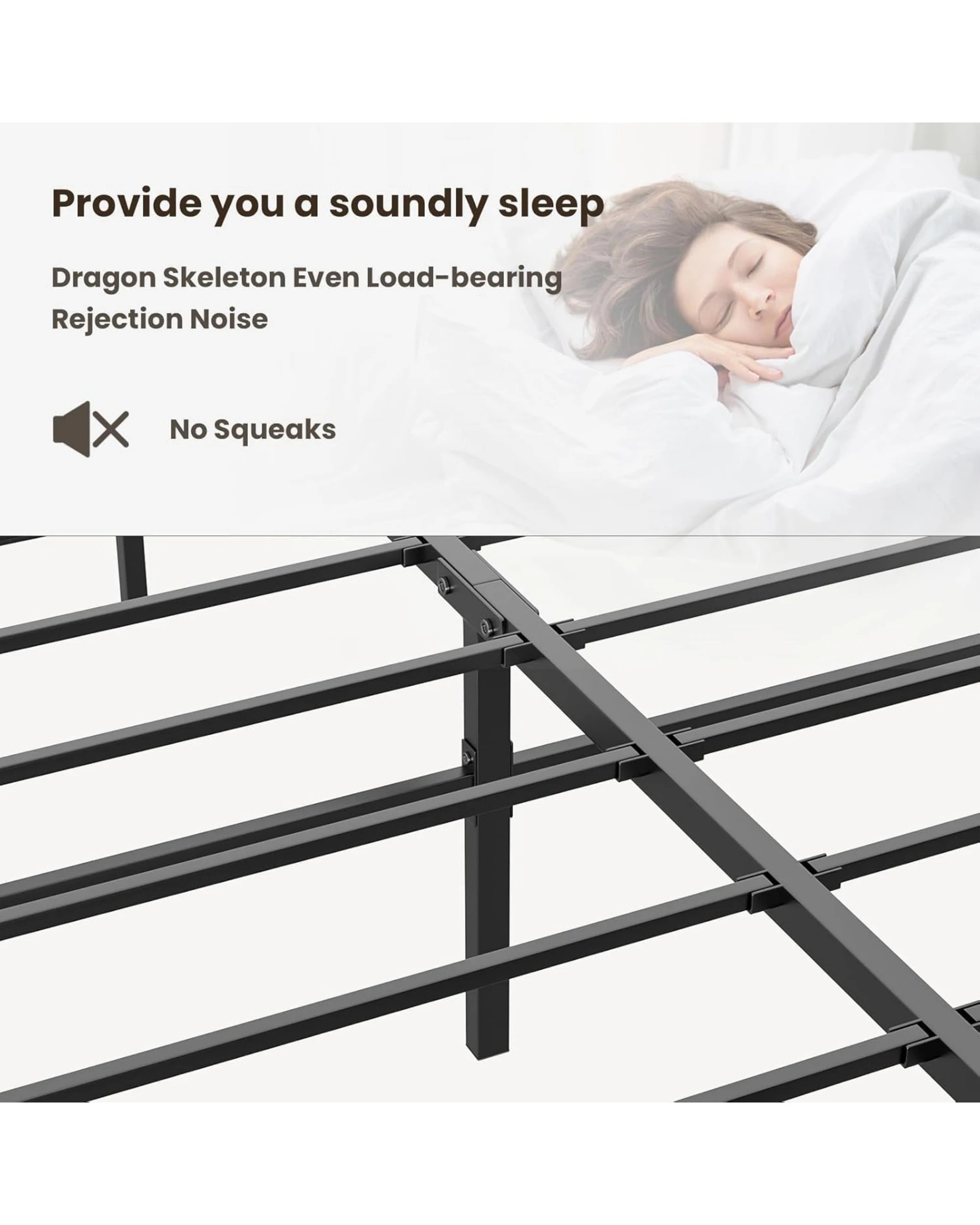 3 Advwin Queen Metal Bed Frame Black, 3 of 5