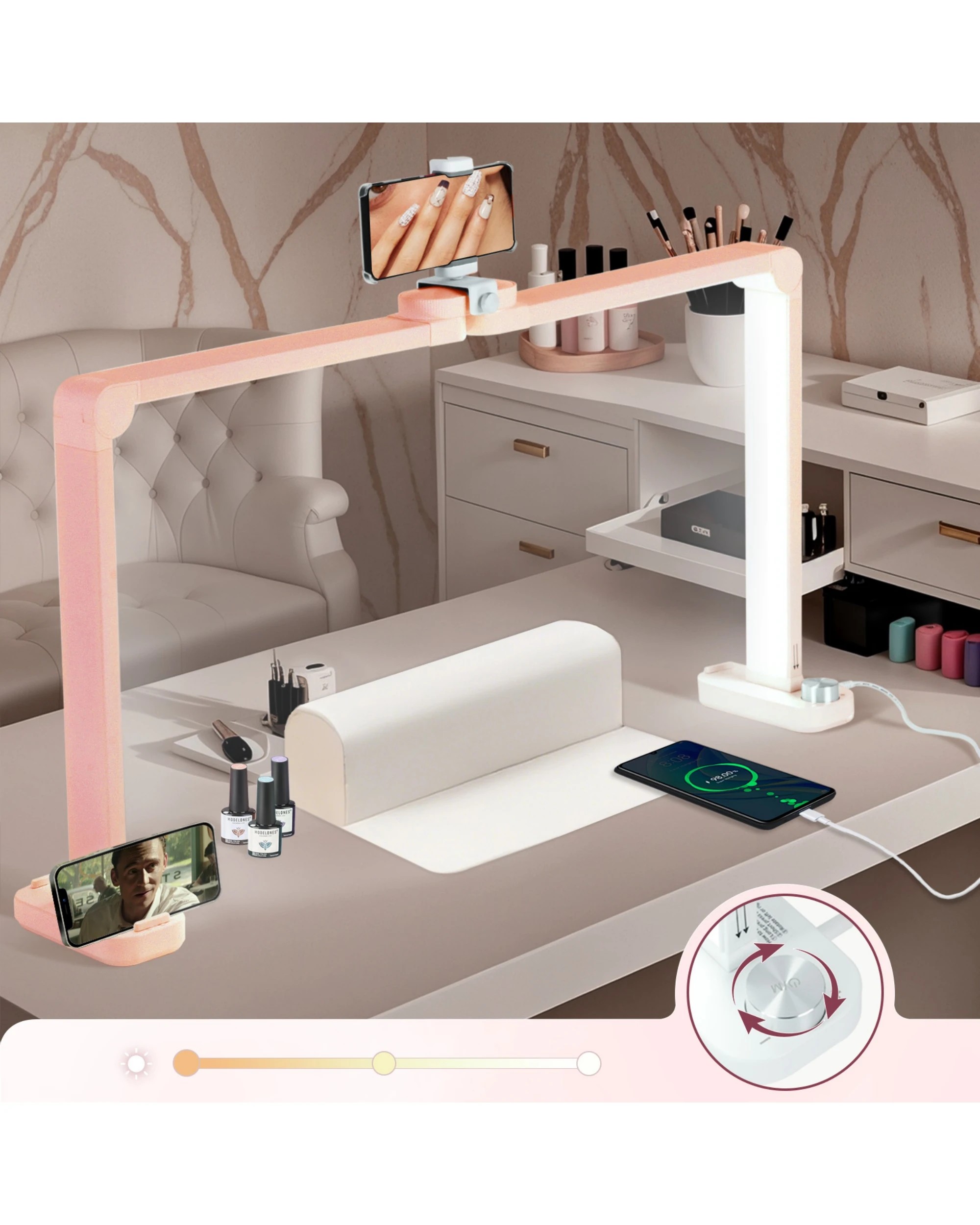 6 Advwin Foldable Nail Tech Lamp for Desk - Pink, 6 of 8