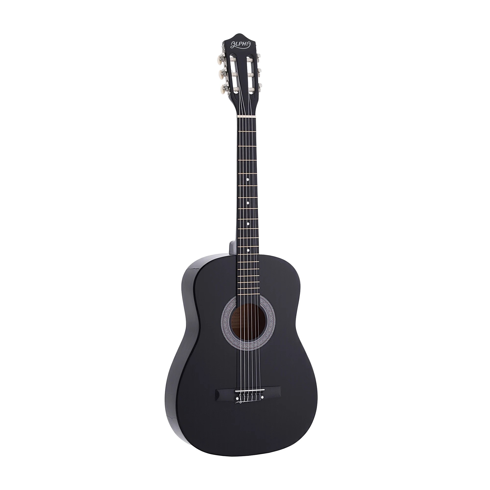 1 Alpha 38 Inch Acoustic Guitar Full Size Classical Cutaway Nylon String - Black, 1 of 9