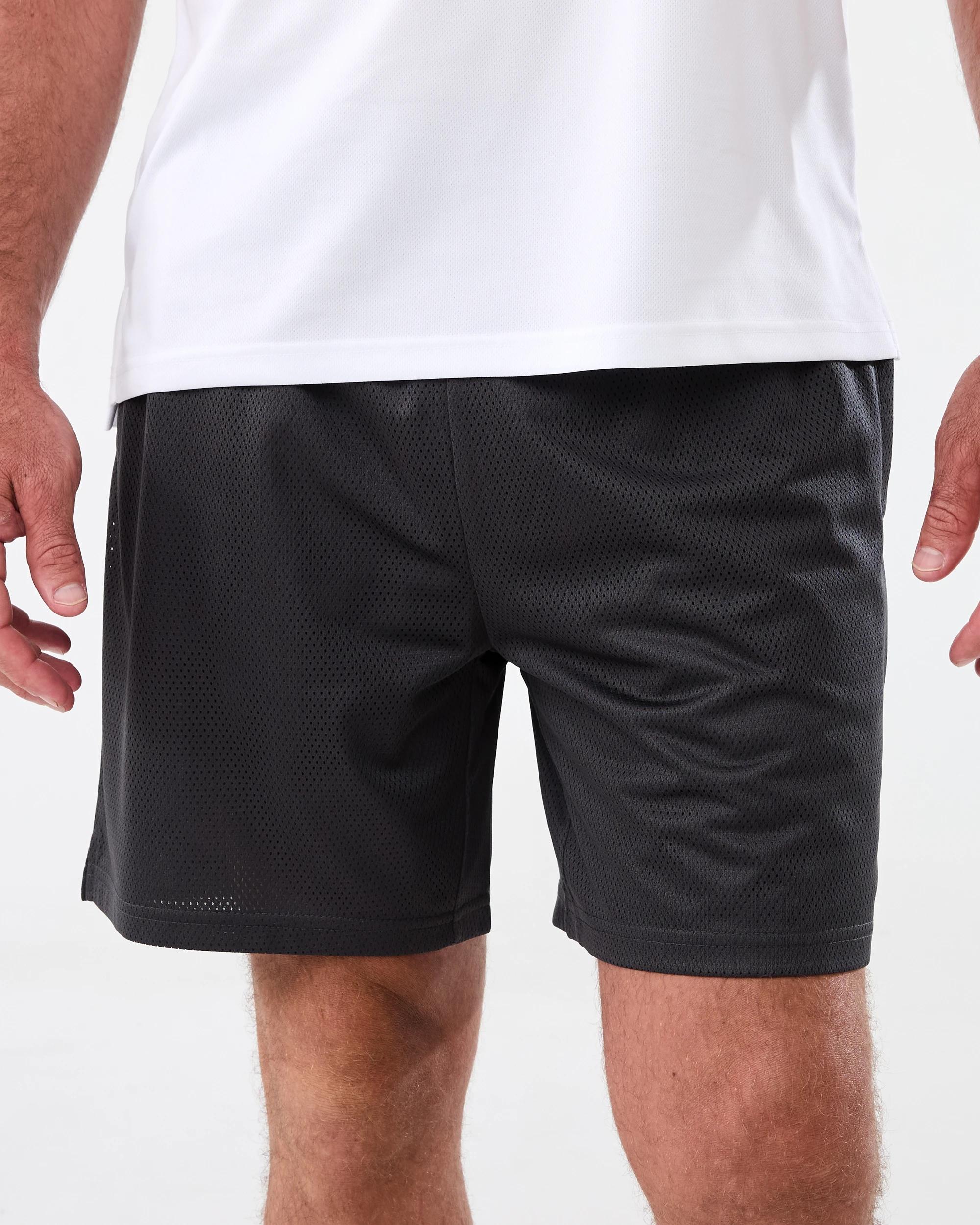 1 Active Mens Performance Mesh Shorts Gry Drkish, 1 of 7