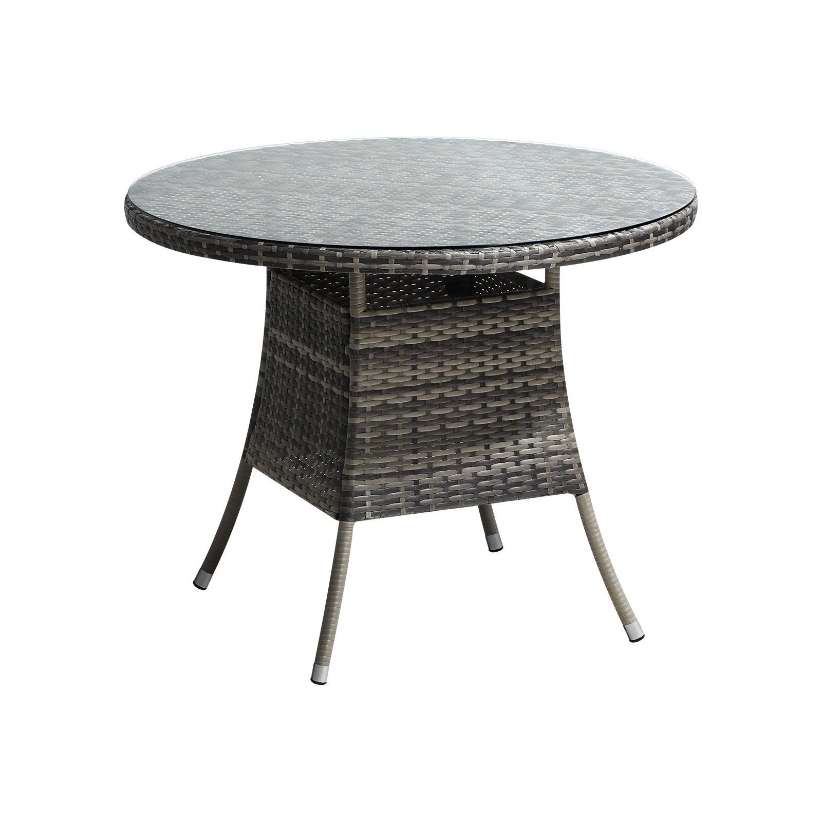 1 Livsip 90cm Outdoor Dining Table Round Rattan Glass Table Patio Furniture
 - Grey, 1 of 10