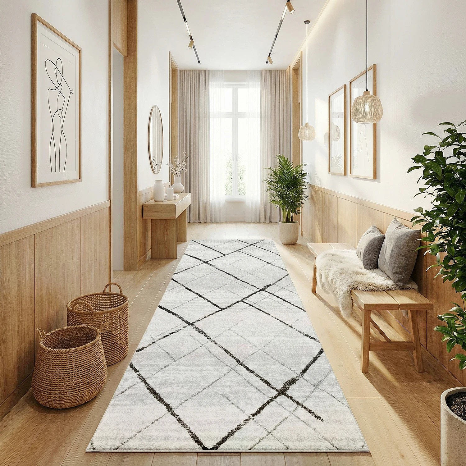 1 Common Ground Rugs Bluebay 452 500x80cm - Extra Large Runner Power Loomed Pet Friendly Rug - Silver, 1 of 6