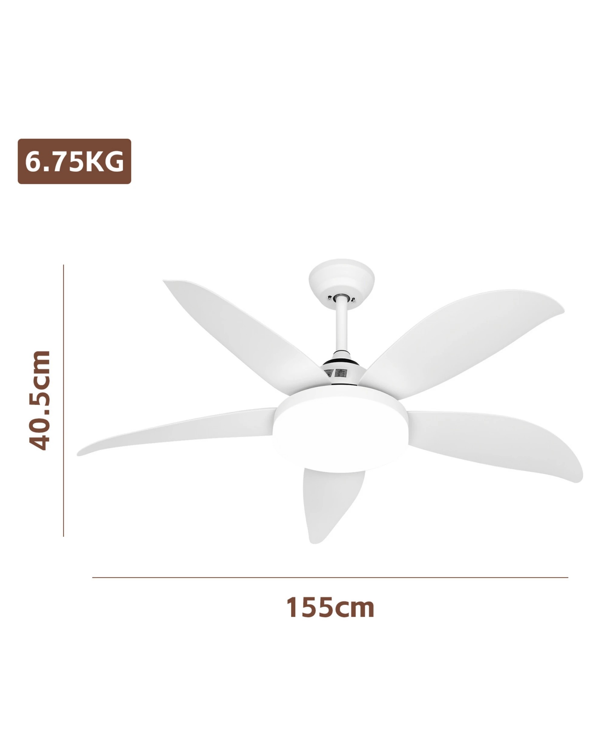 2 Advwin Ceiling Fans with 3-Color Light & 6 Speed,  with 5 Quiet DC Reversible Blades, 2 of 8