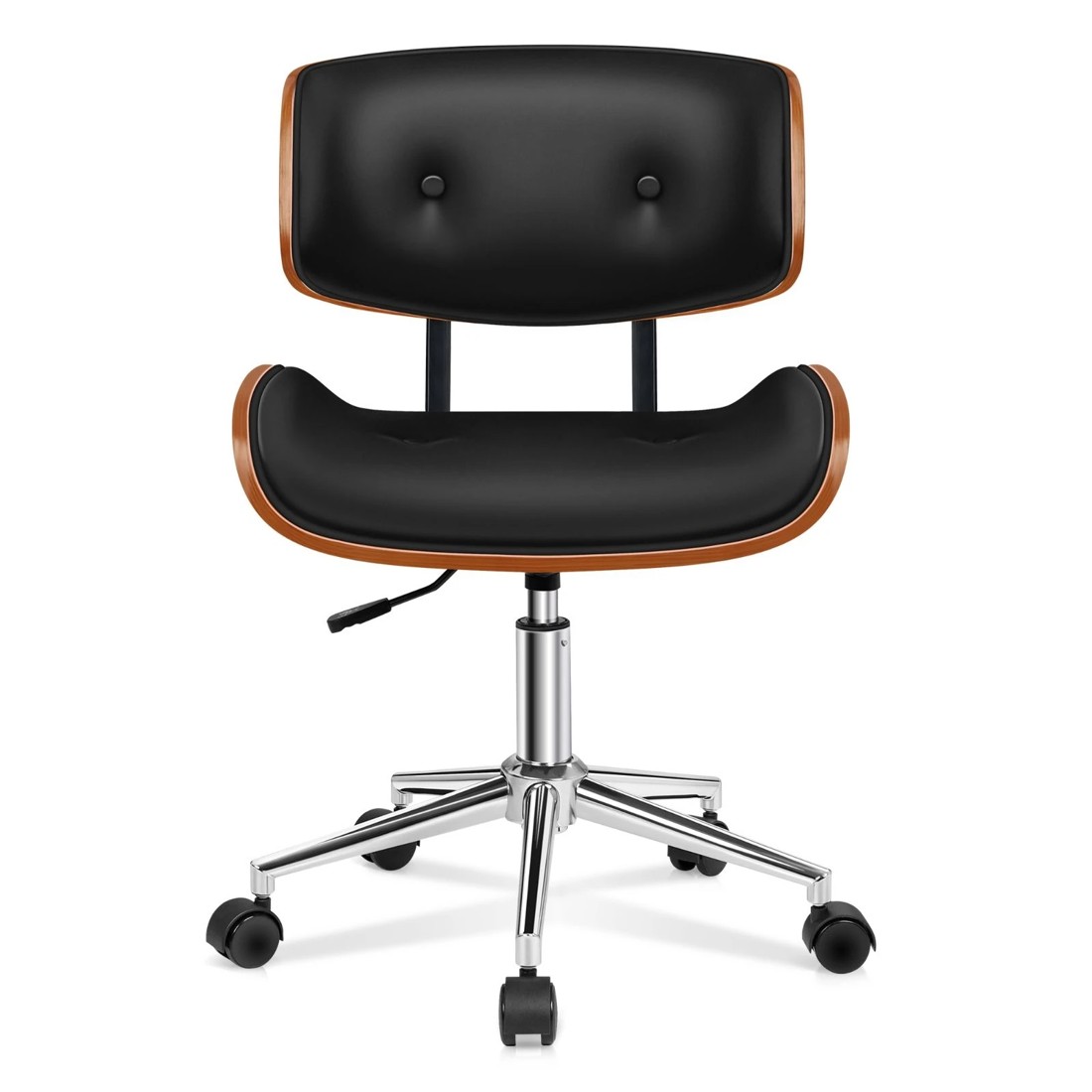 6 Alfordson Wooden Office Chair Computer Chairs Executive Seat Leather - Black, 6 of 10