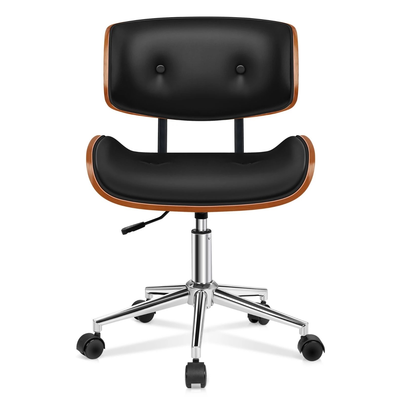 6 Alfordson Wooden Office Chair Computer Chairs Executive Seat Leather - Black, 6 of 10