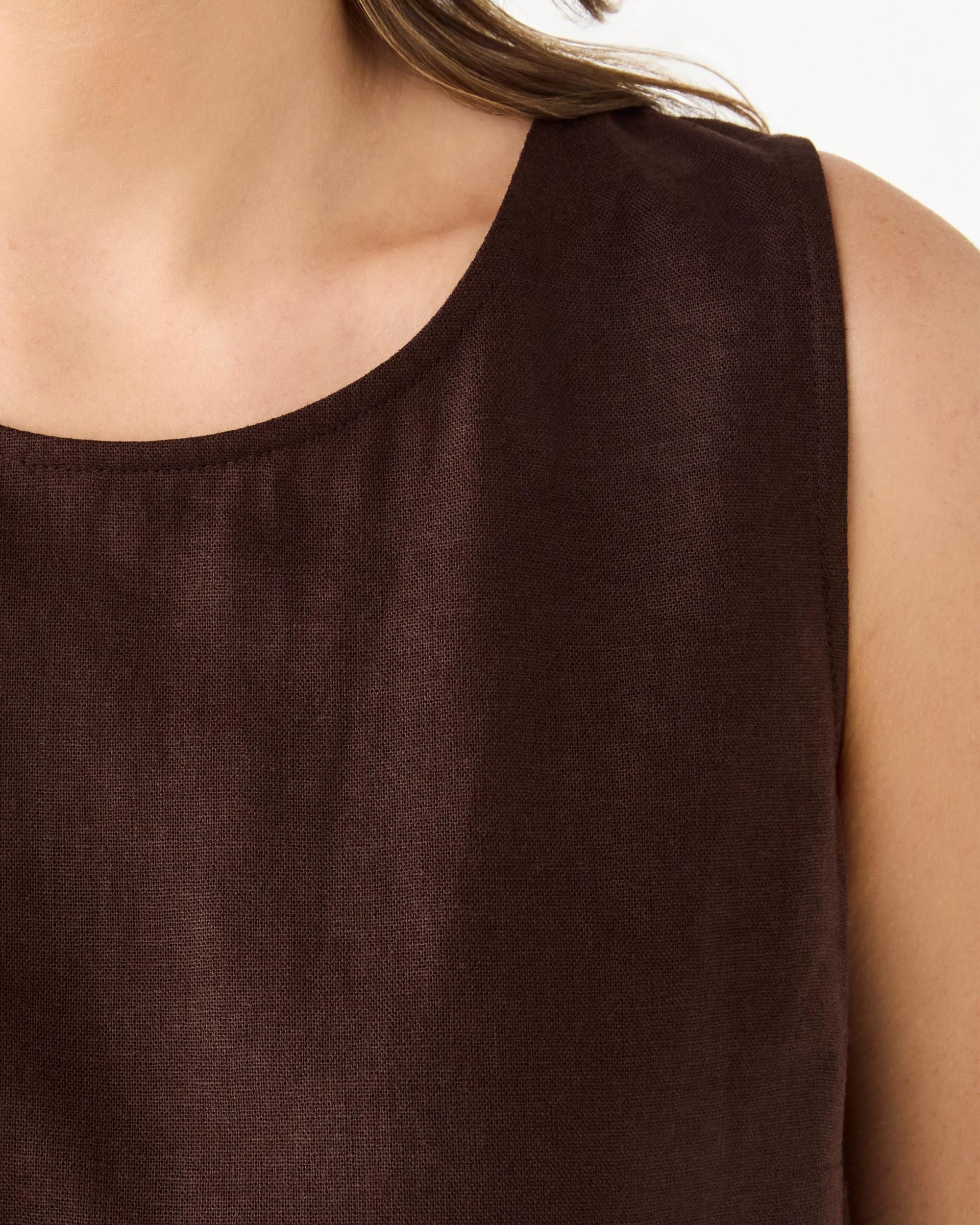 5 Sleeveless Linen Blend Tie Back Mini Dress Cbean, 5 of 7