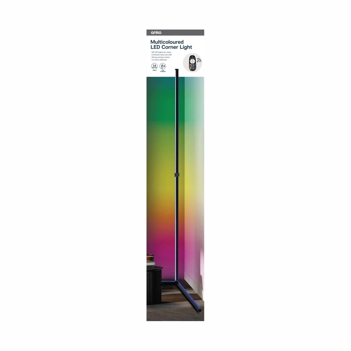 3 USB Powered RGB Pixel Corner LED Light with Remote Control, 3 of 3