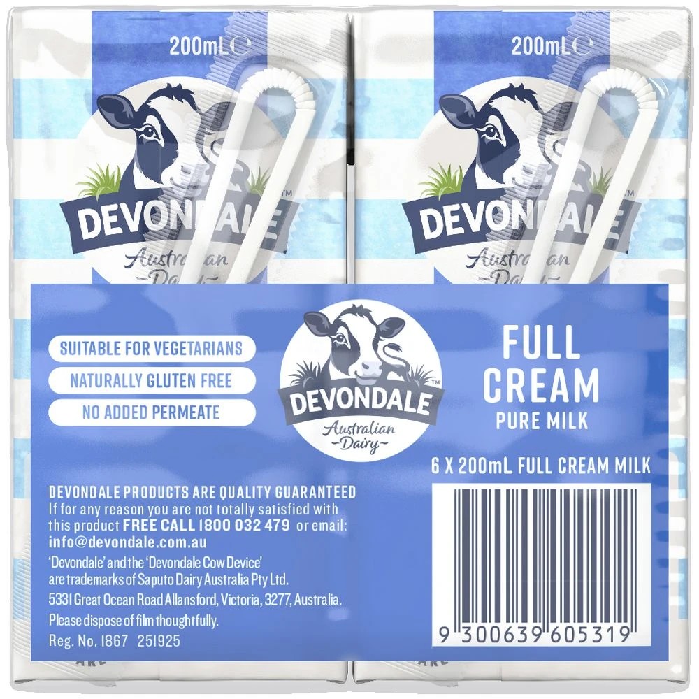 3 Devondale Full Cream UHT Milk 200mL 6 Pack, 3 of 3