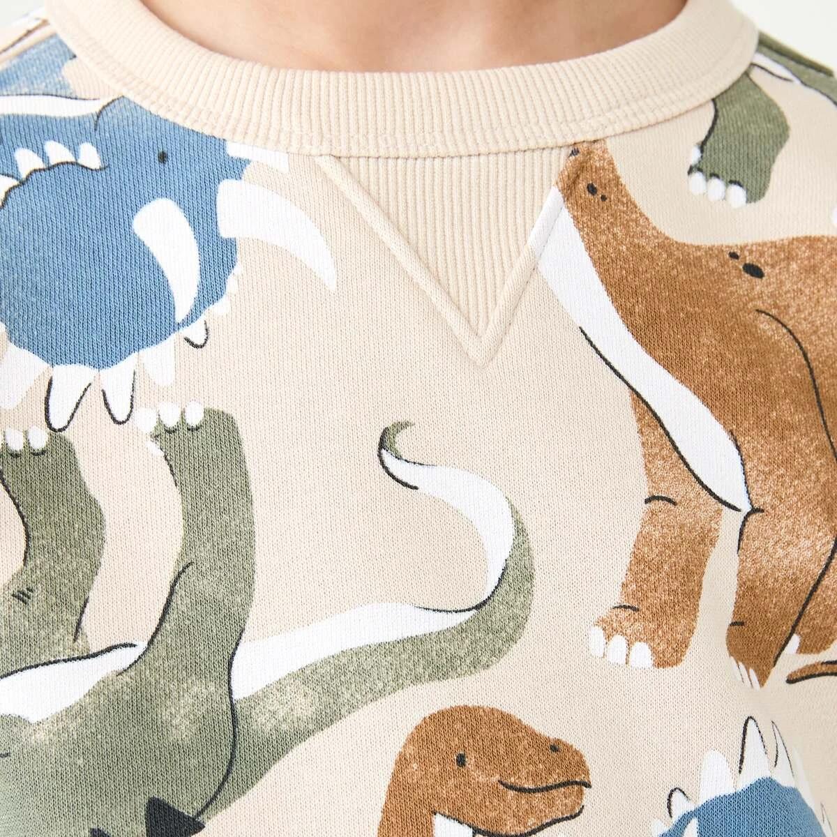 4 All Over Print Crew Neck Sweatshirt Bge Dino, 4 of 9