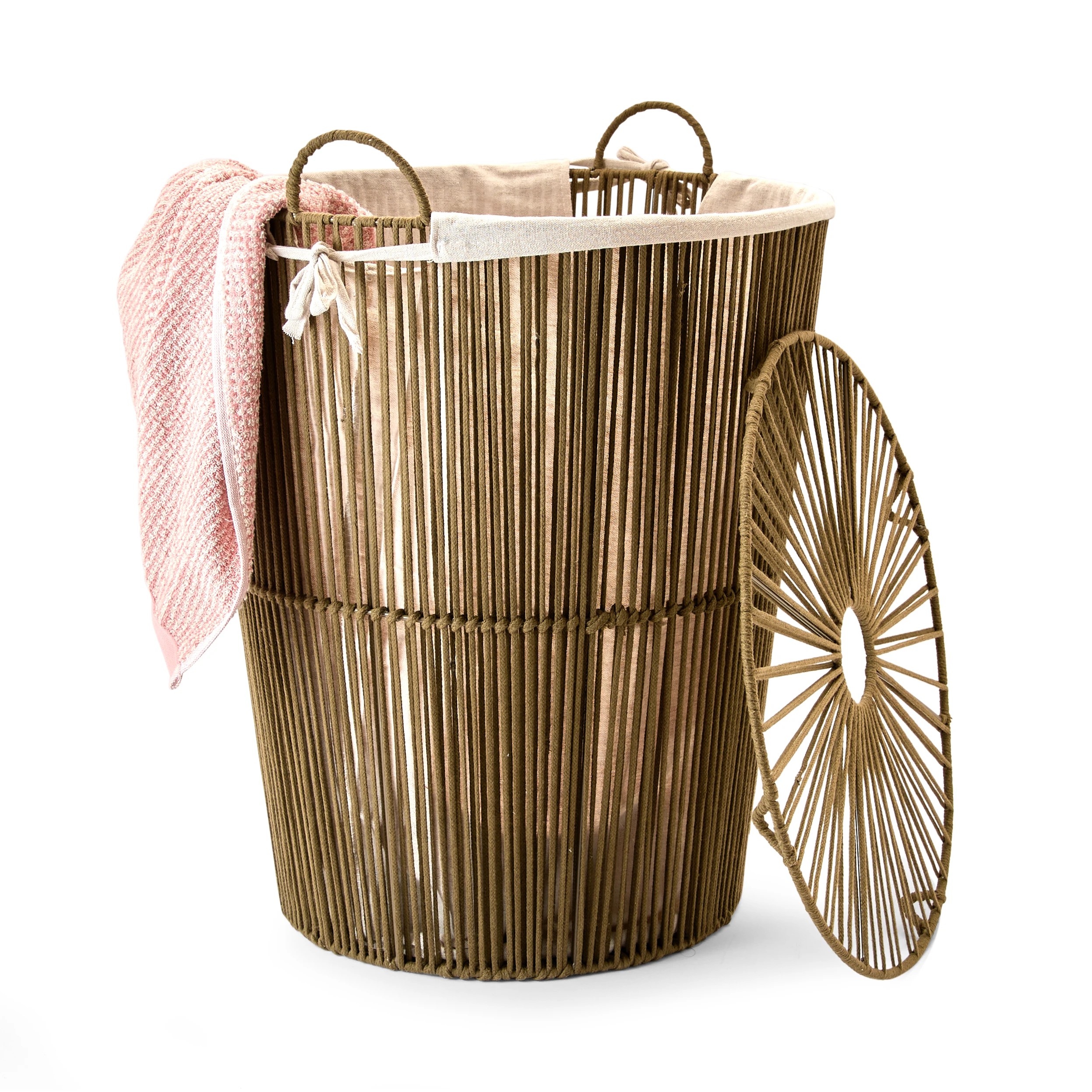 4 Rope Laundry Hamper with Liner - Green, 4 of 8