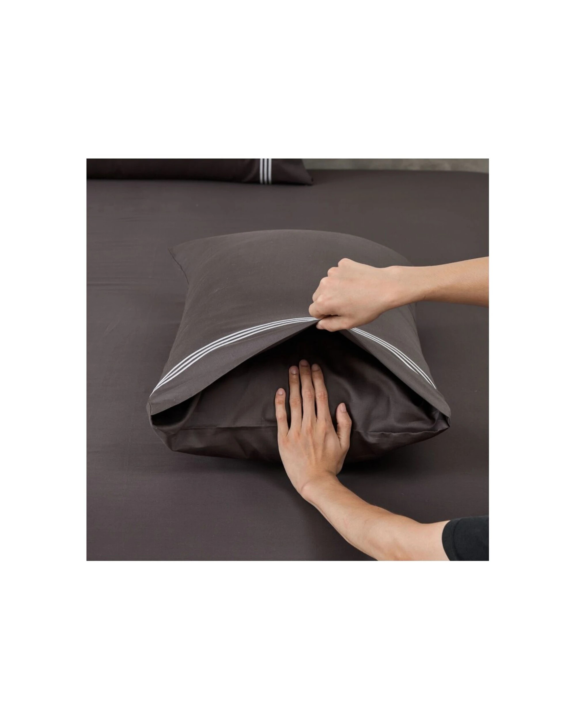 7 Grosvenor House 500TC Egyptian Cotton Hotel Embroidered Bed Bedding Sheet Set - Queen Bed - Charcoal, 7 of 8