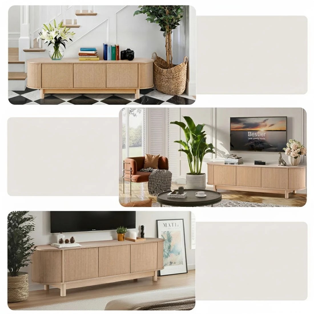 8 Artiss TV Unit Entertainment Unit Storage Cabinet 160cm Pine - Natural, 8 of 9