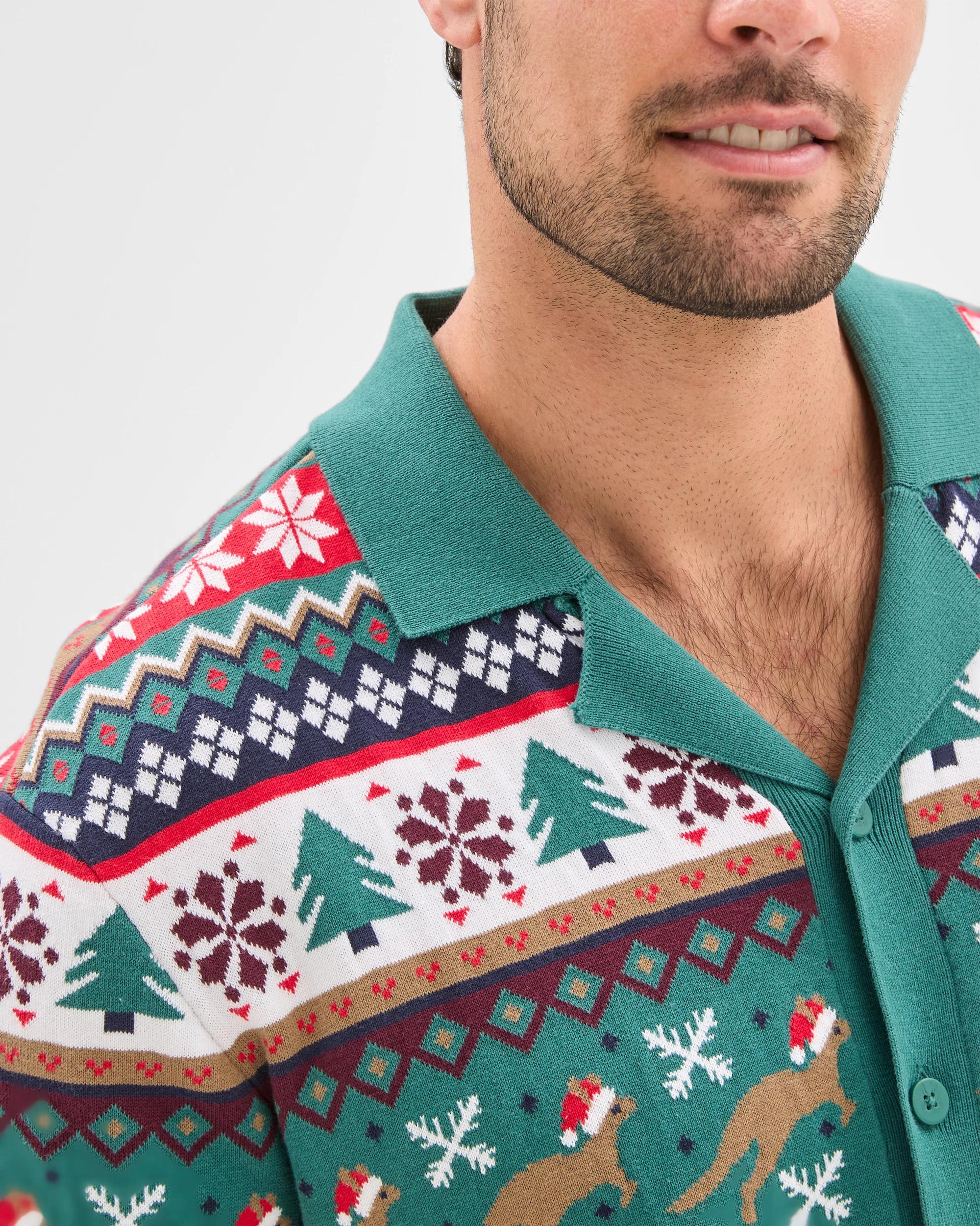 5 Target Australian Cotton Christmas Fair Isle Knit Shirt GREEN, 5 of 6