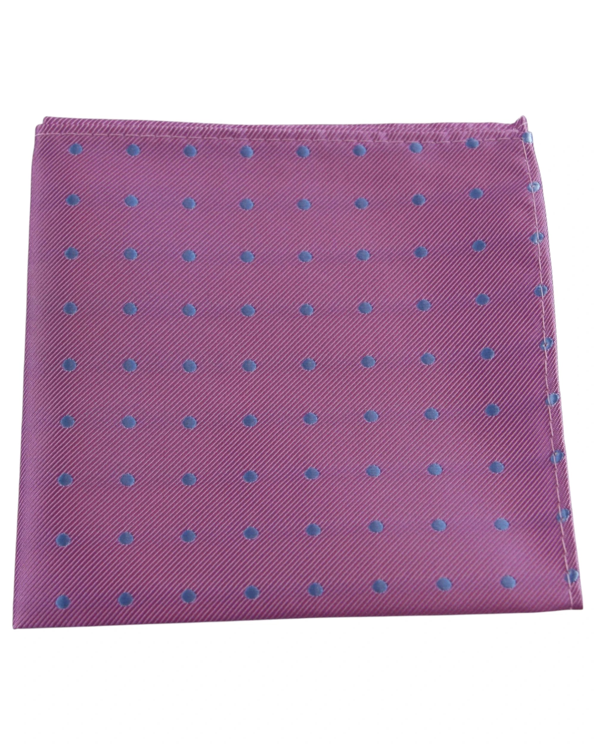 1 Zasel Mens Light Pink & Blue Small Polka Dot Silk Pocket Square - Multi, 1 of 3