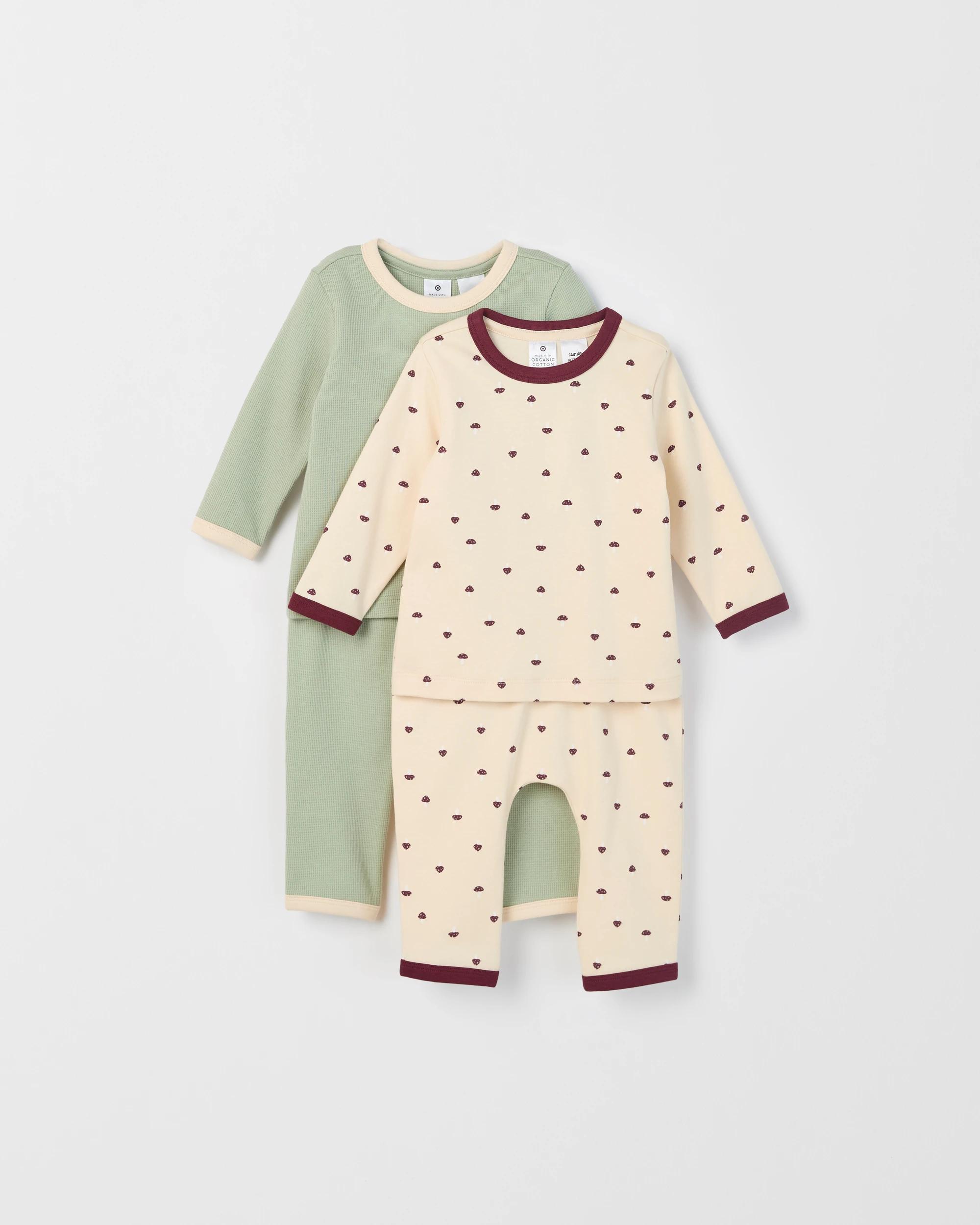 1 Target Baby Baby Organic Cotton 2 Pack Knit Pyjama Set MUSHROOM, 1 of 5