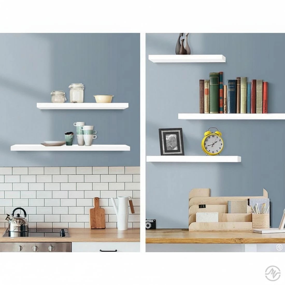 6 Artiss Floating Wall Shelf Set of 3 - White, 6 of 10