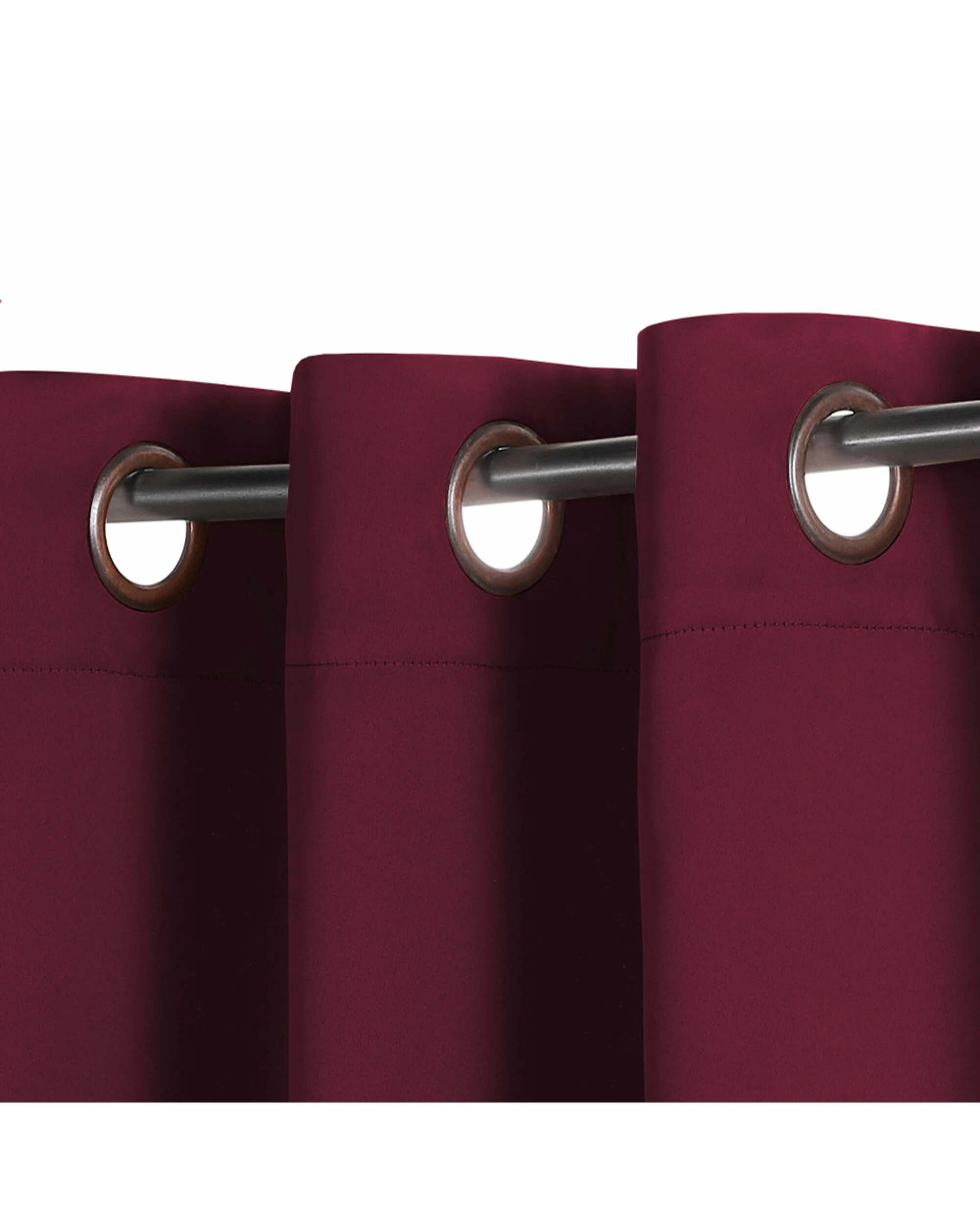 3 Smarcute Blockout Grommet Solid Curtain - 2X 132x160cm - Burgundy, 3 of 4