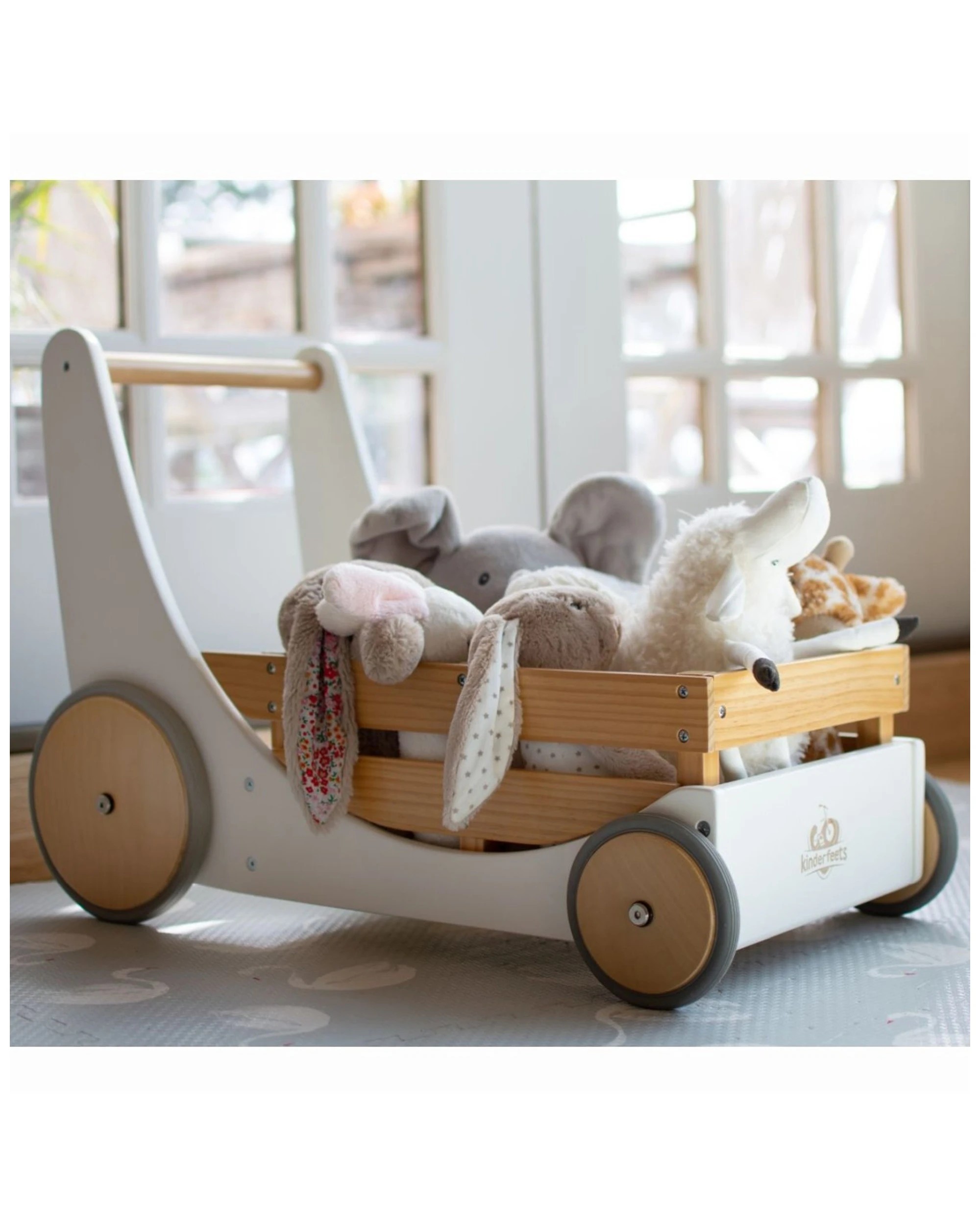 4 Kinderfeets Wooden 62cm Cargo Walker Baby Toddler Walker Wagon 12 Months Plus
 - White, 4 of 8