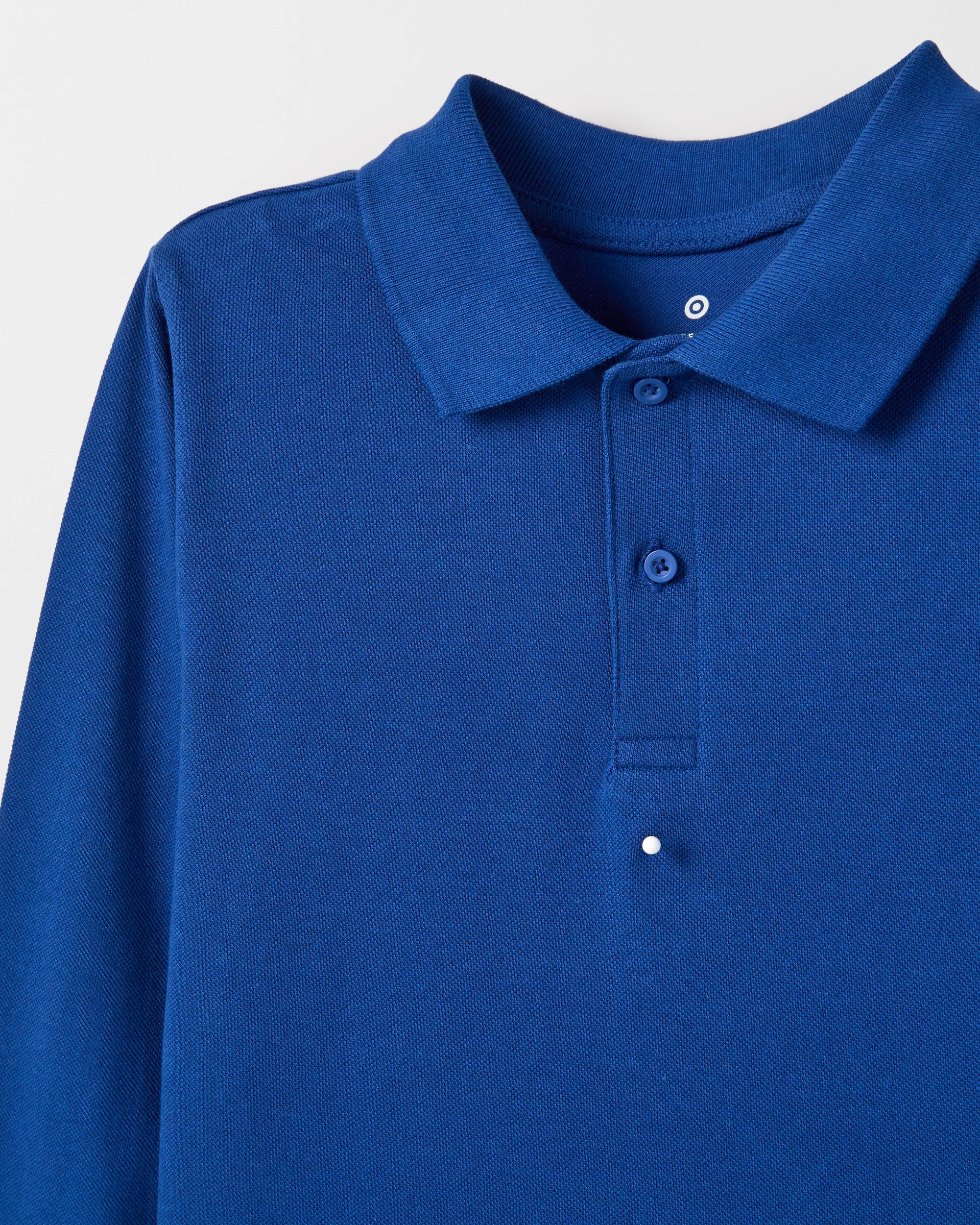 4 Target Kids Australian Cotton 2 Pack School Long Sleeve Polo Top ROYAL BLUE, 4 of 5
