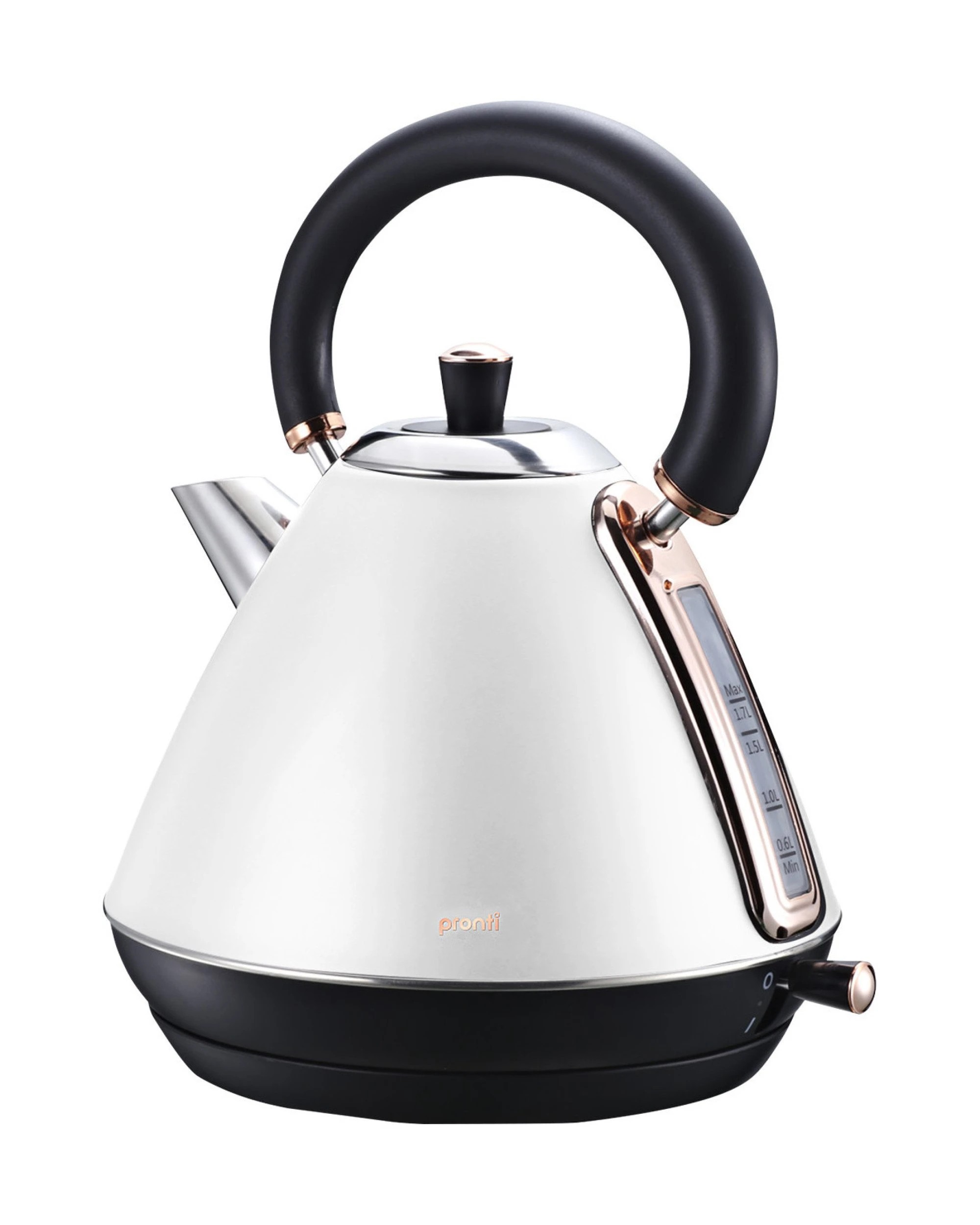1 Pronti 1.7l Rose Trim Collection Kettle - White, 1 of 10