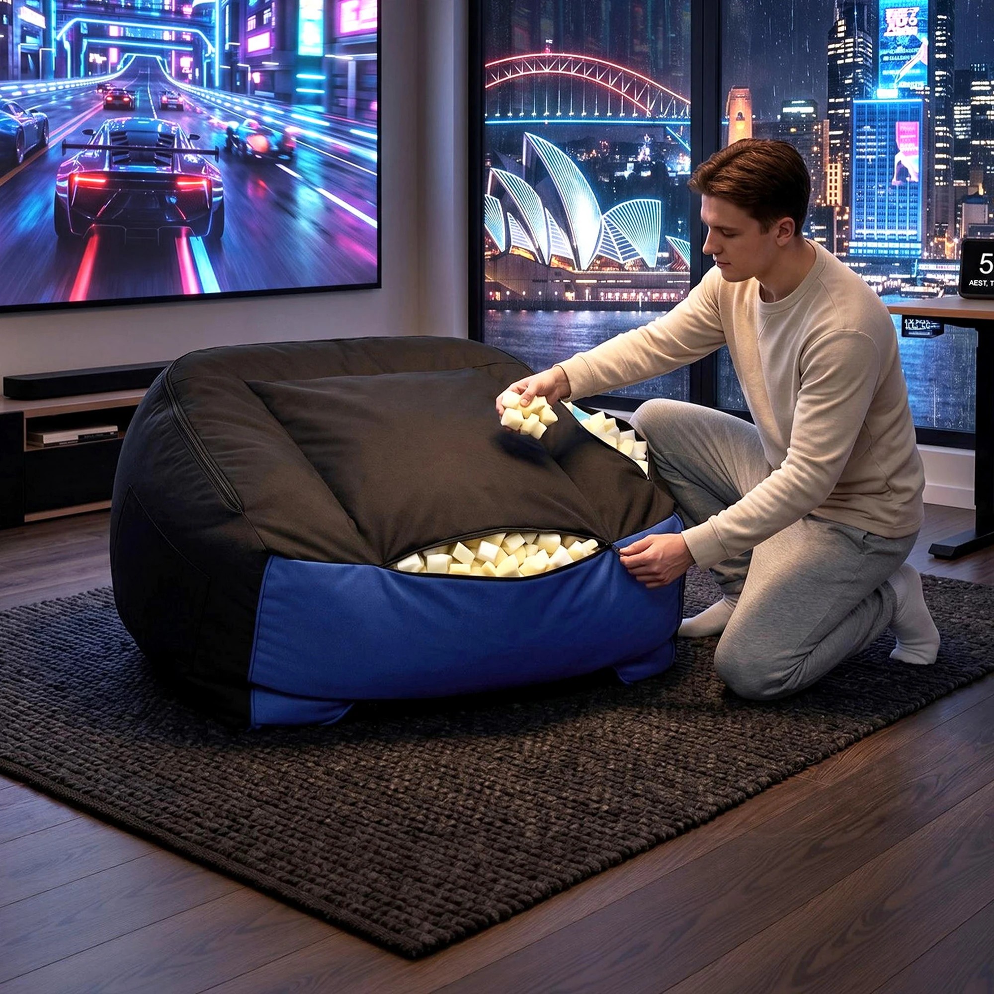 5 Artiss Gaming Bean Bag Chair Cover No Filler Floor Gaming Chair Cover Adults Teens Kids - Multi, 5 of 9