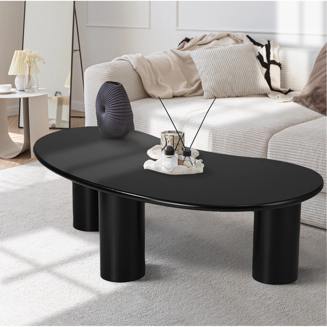 3 Oikiture Coffee Table Sofa Cafe Desk Side Tables Living Room Irregular
 - Black, 3 of 10