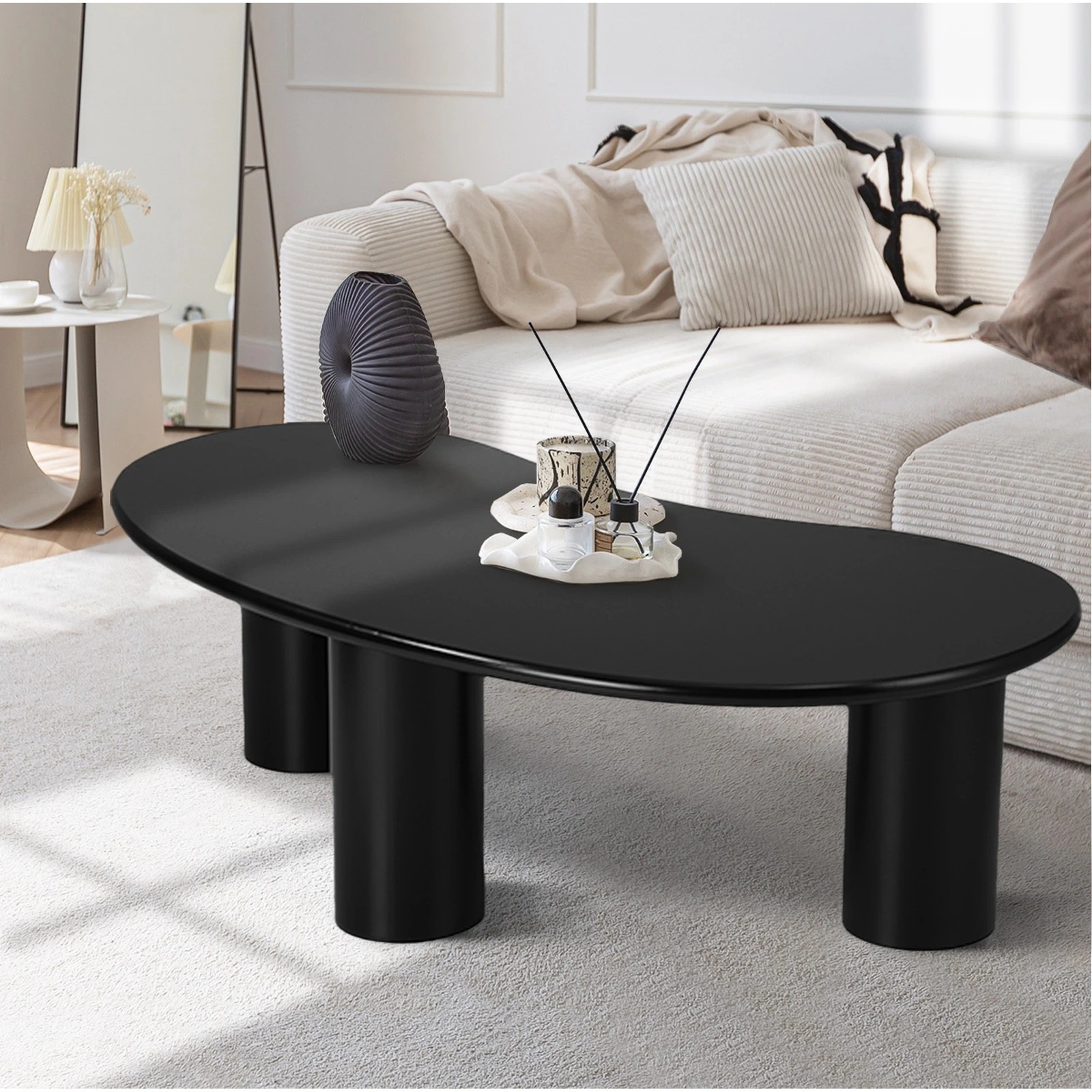 3 Oikiture Coffee Table Sofa Cafe Desk Side Tables Living Room Irregular
 - Black, 3 of 10