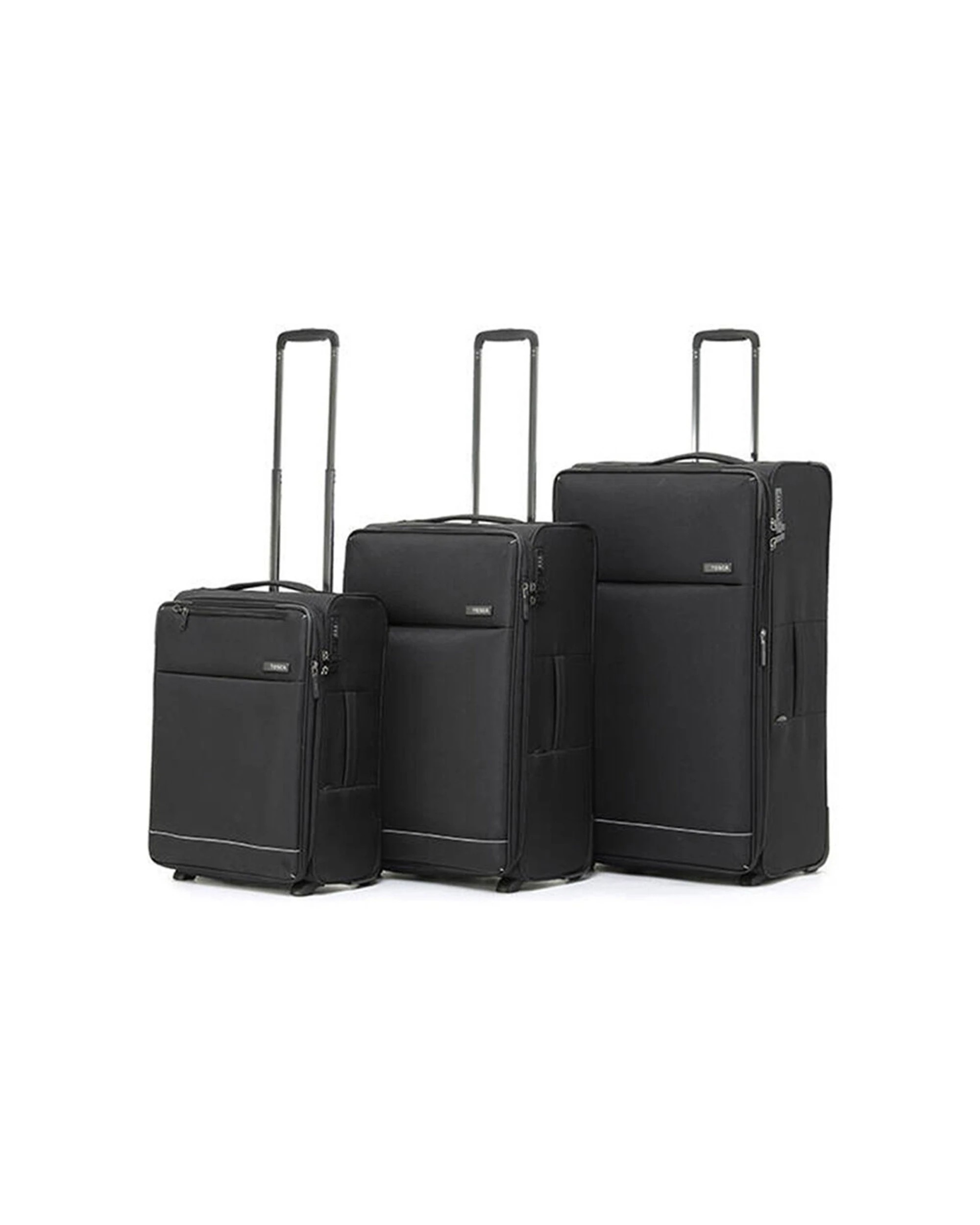 1 Tosca 3Pc So-Lite 2-Wheel Suitcase Travelling Luggage Trolley Set - Black, 1 of 6