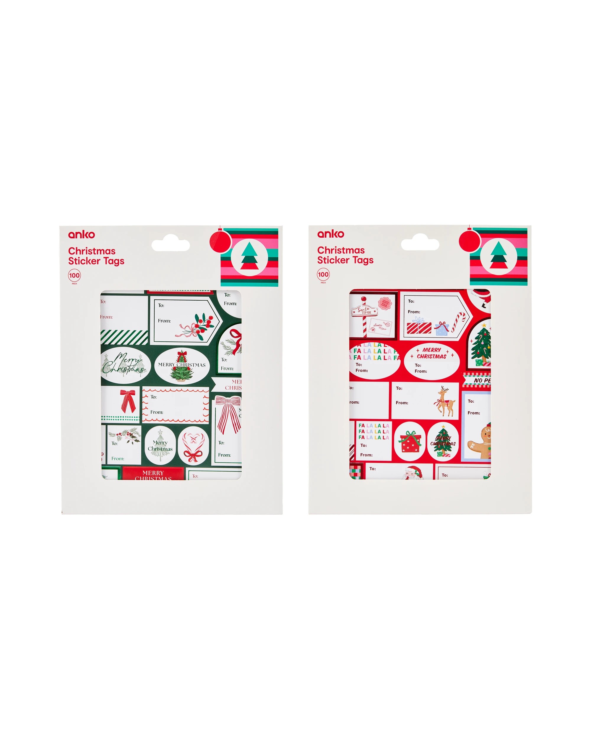 1 100 Pack Christmas Sticker Tags - Assorted, 1 of 6