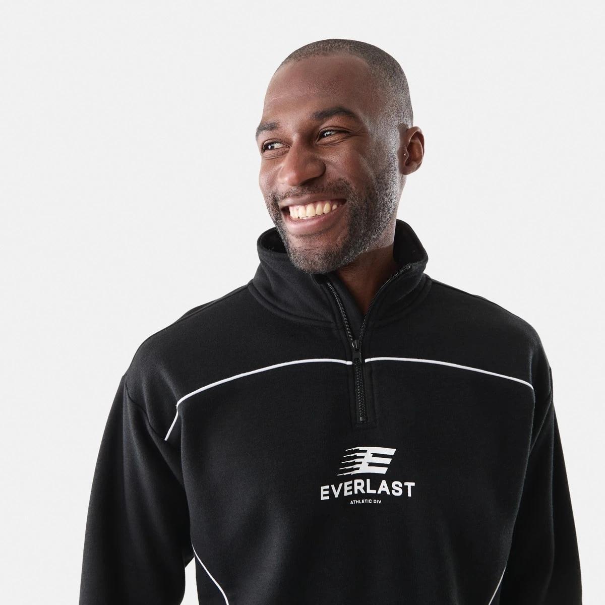 4 Everlast Mens 1/4 Zip Sweatshirt EVER BLACK, 4 of 6