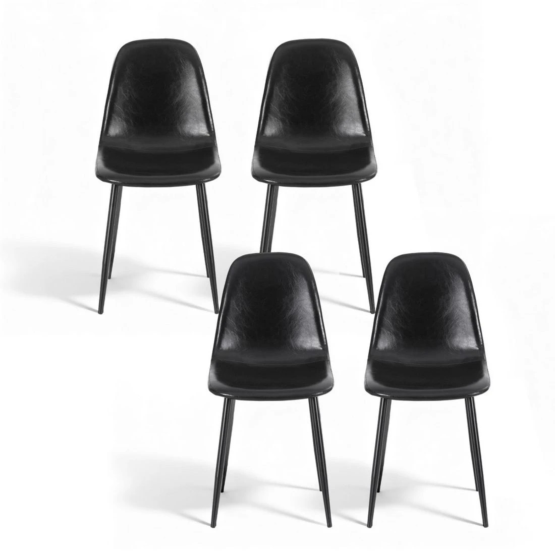 3 Artiss 4x Dining Chairs Retro PU Leather Kitchen Lounge Cafe Accent Chair - Black, 3 of 6