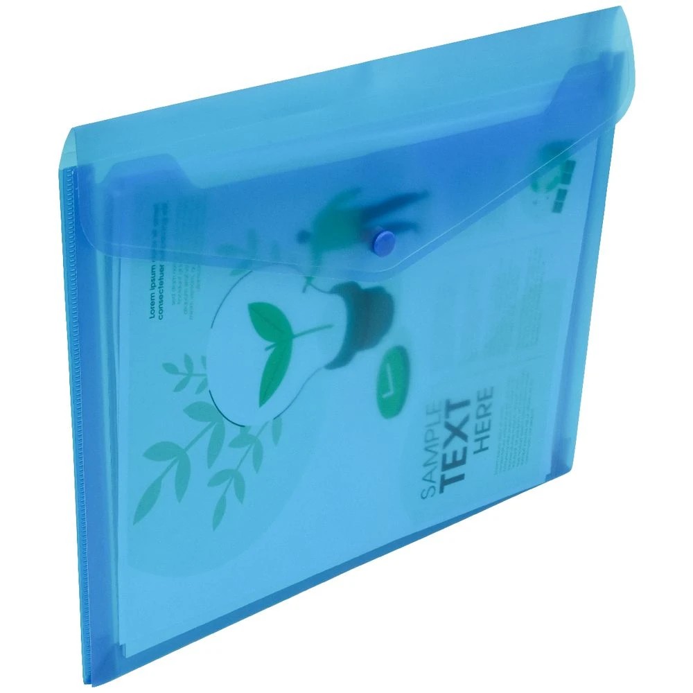 5 J.Burrows A4 Button Document Wallet Blue, 5 of 5