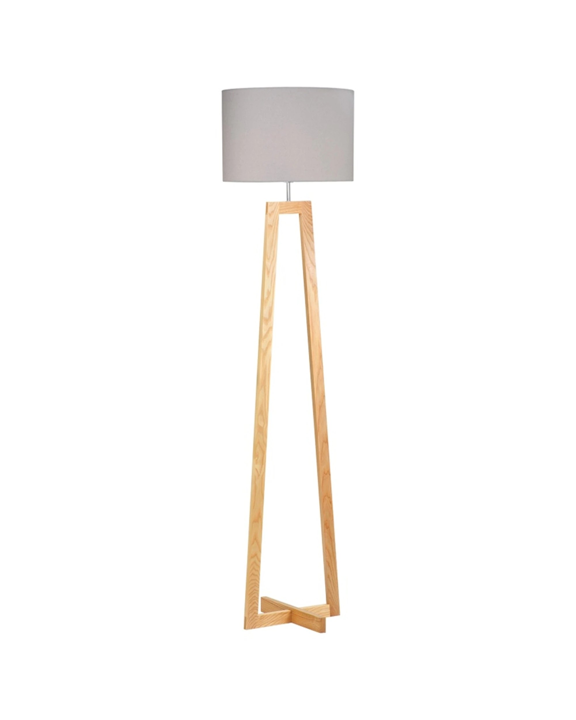 1 Urban Style Dana Floor Lamp Shade Tripod Timber Base Inline Switch - Grey, 1 of 4