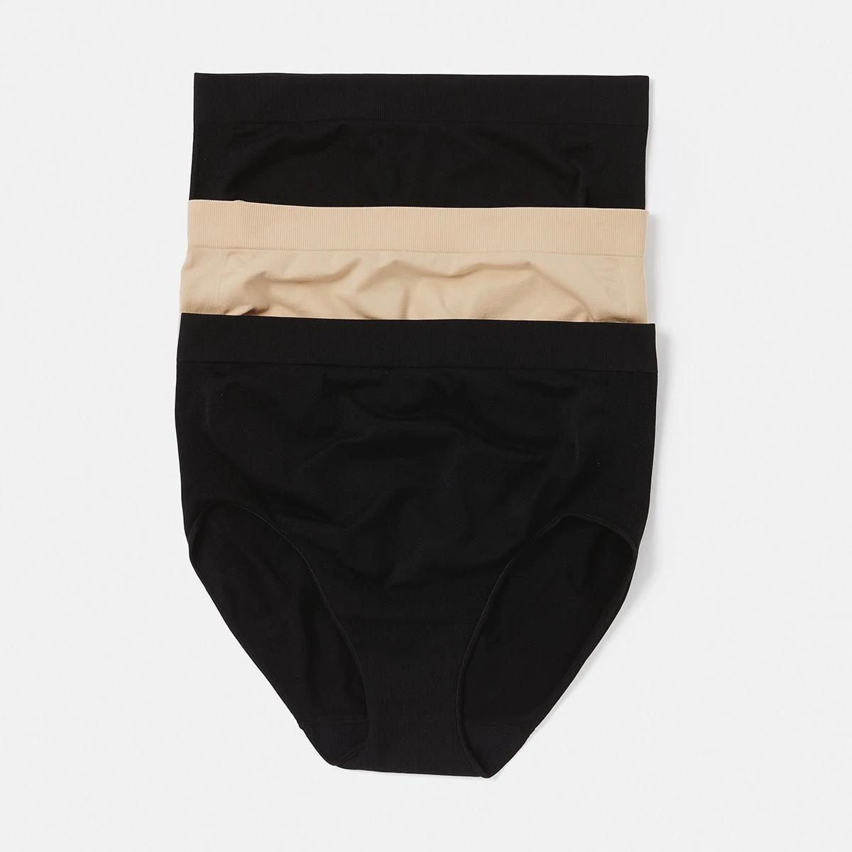 1 3 Pack Maternity Seamfree Over Bump Briefs BLACK, SOFT SAND BEIGE, BLACK, 1 of 8